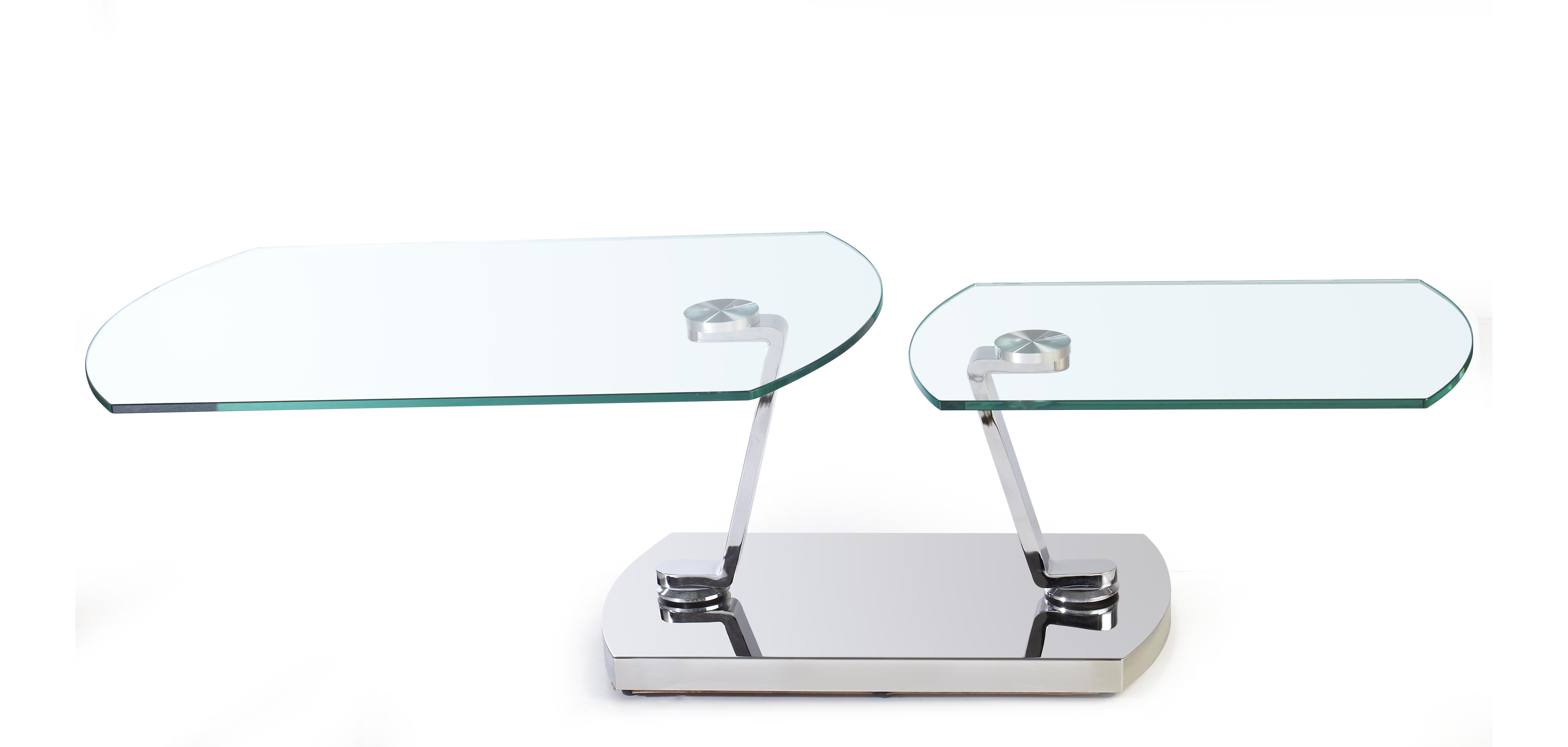 Chintaly Imports Clear Polished Stainless Steel Glass Cocktail Table
