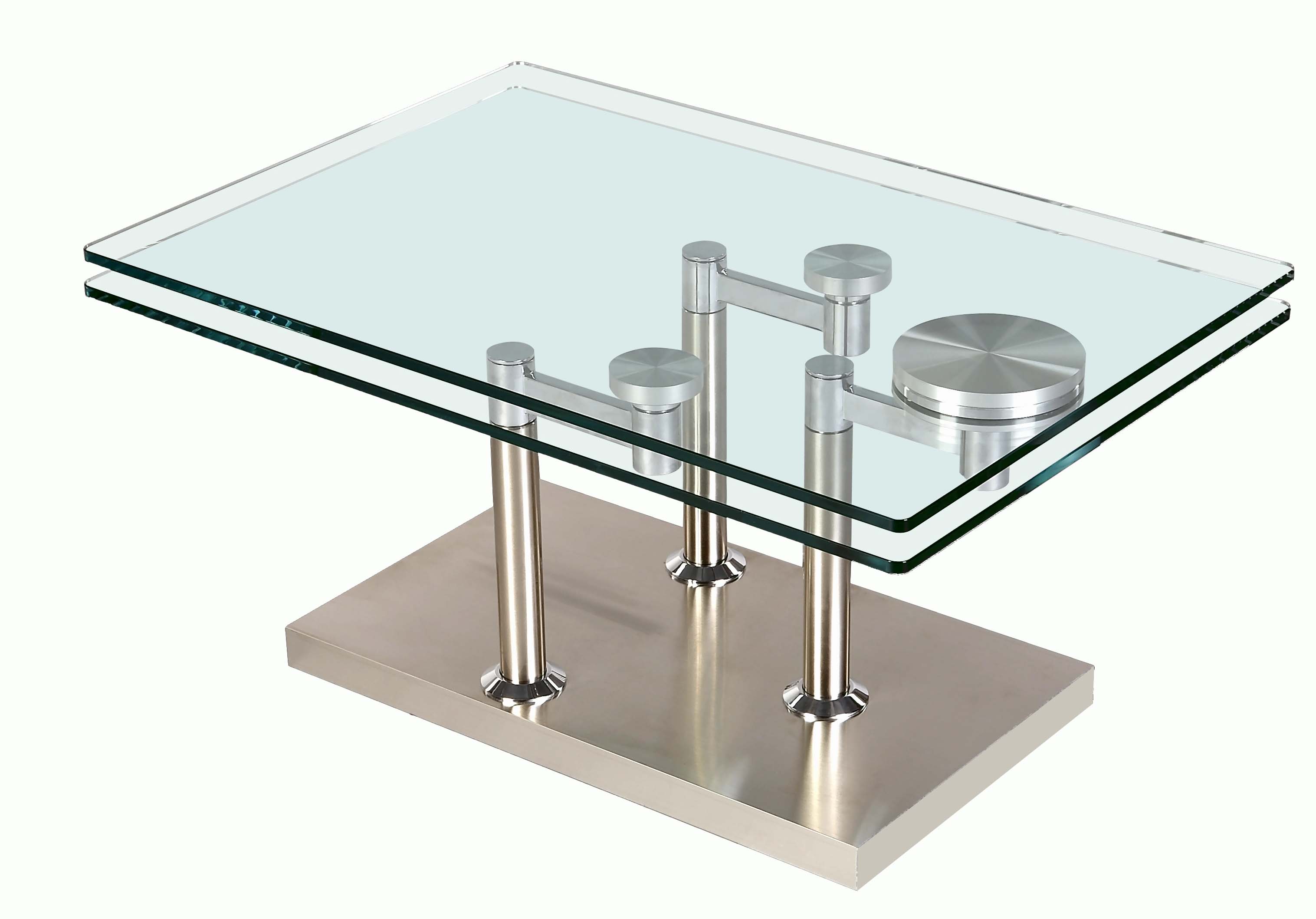 Chintaly Imports Clear Brushed Stainless Steel Cocktail Table