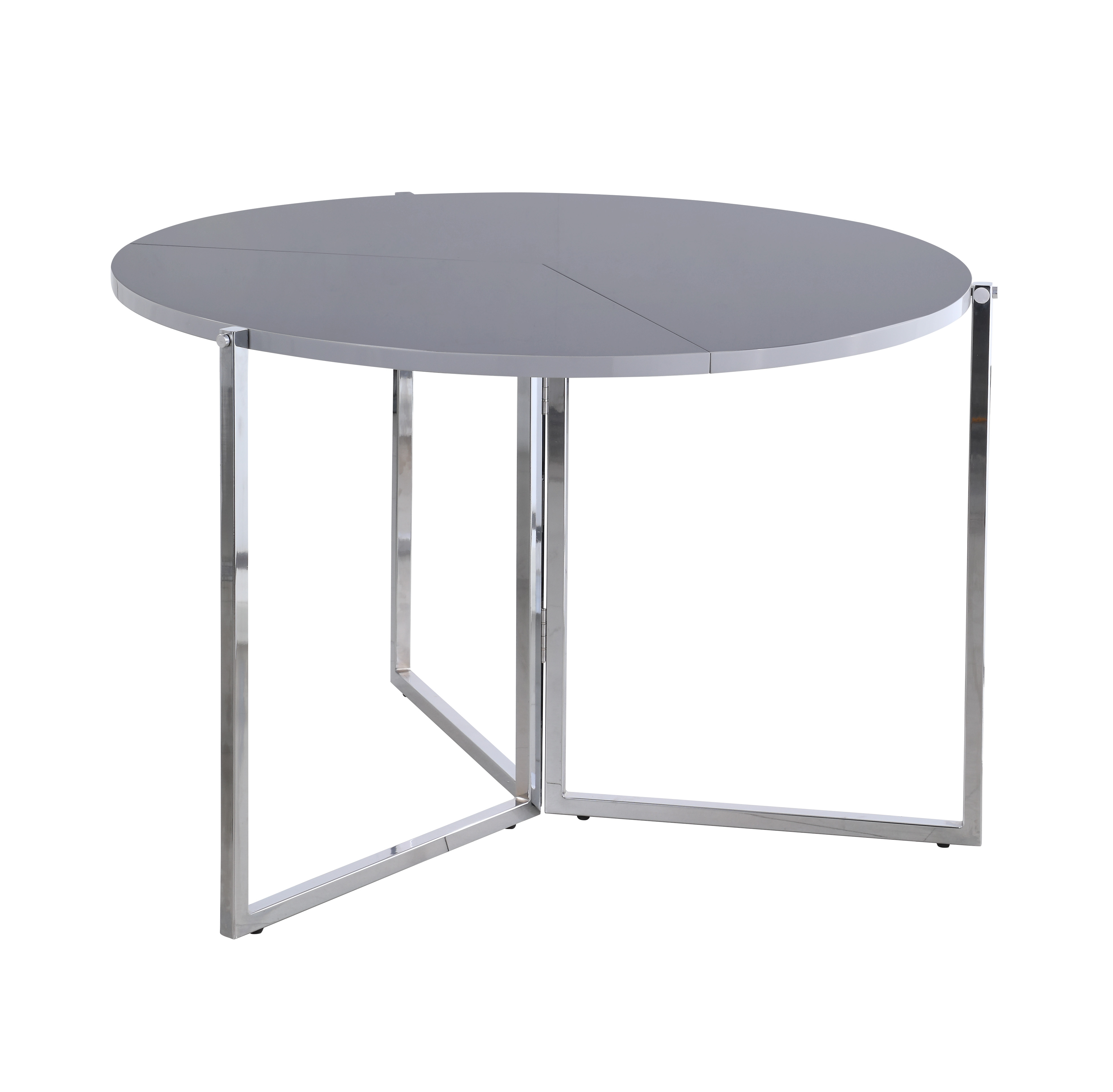 Chintaly Imports Gloss Grey 43 Inch Round Foldaway Dining Table