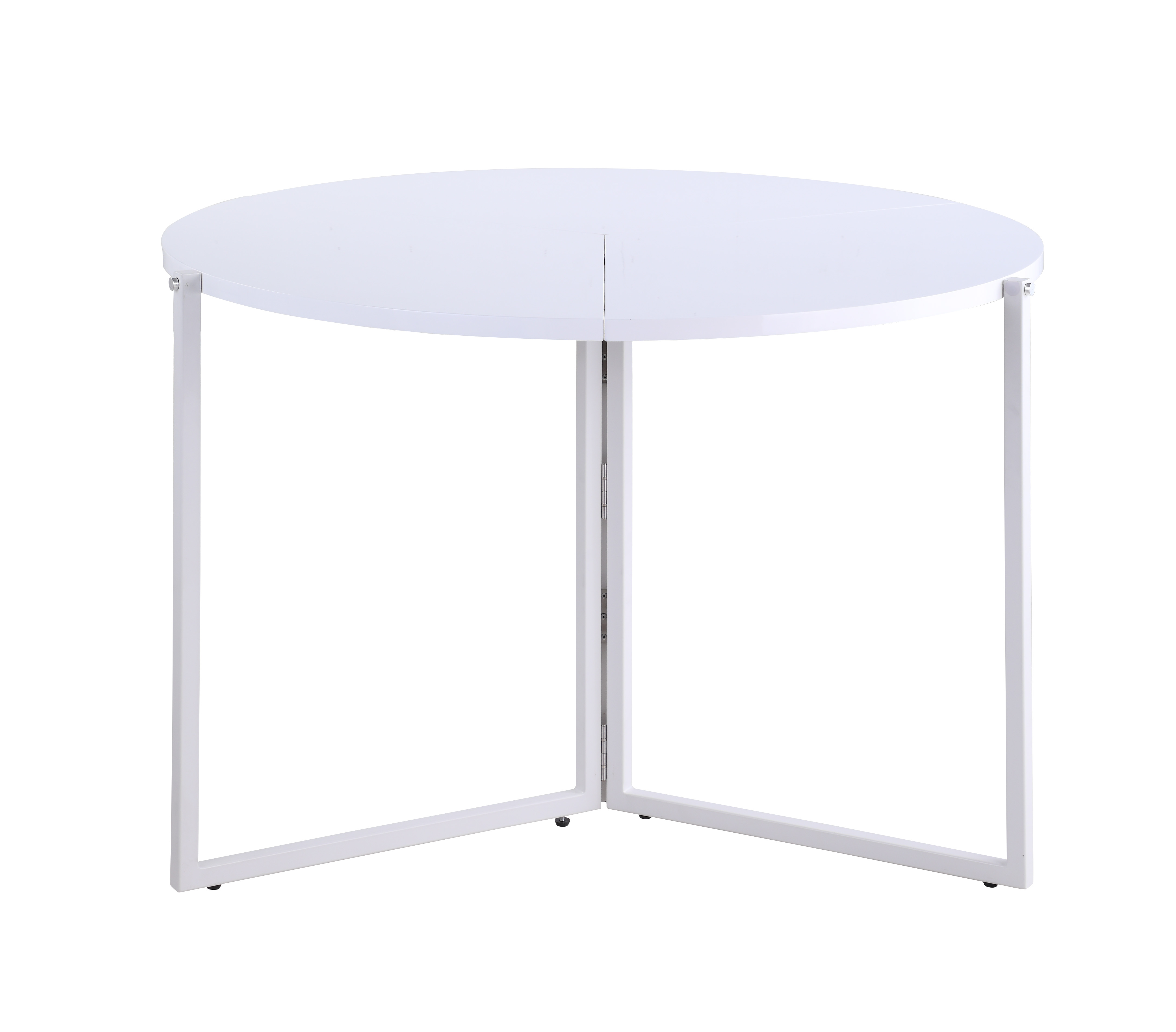 Chintaly Imports Gloss White 43 Inch Round Foldaway Dining Table