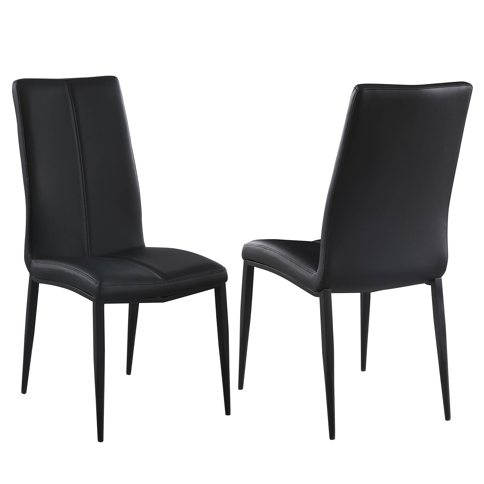 4 Chintaly Imports Alexandra Matte Black Side Chairs with Double Stitched B...