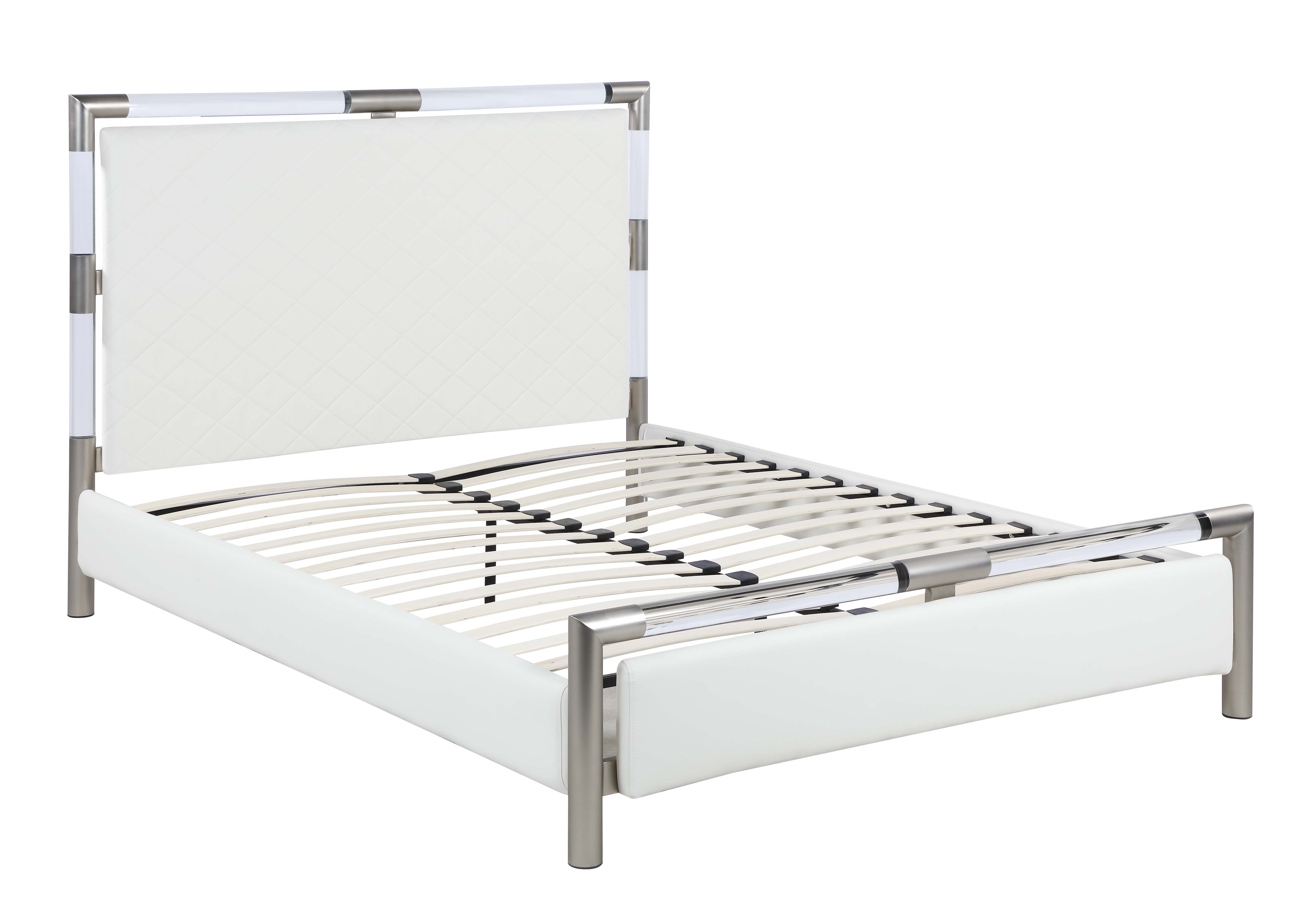 Chintaly Imports Barcelona Matte White PU Upholstered King Bed