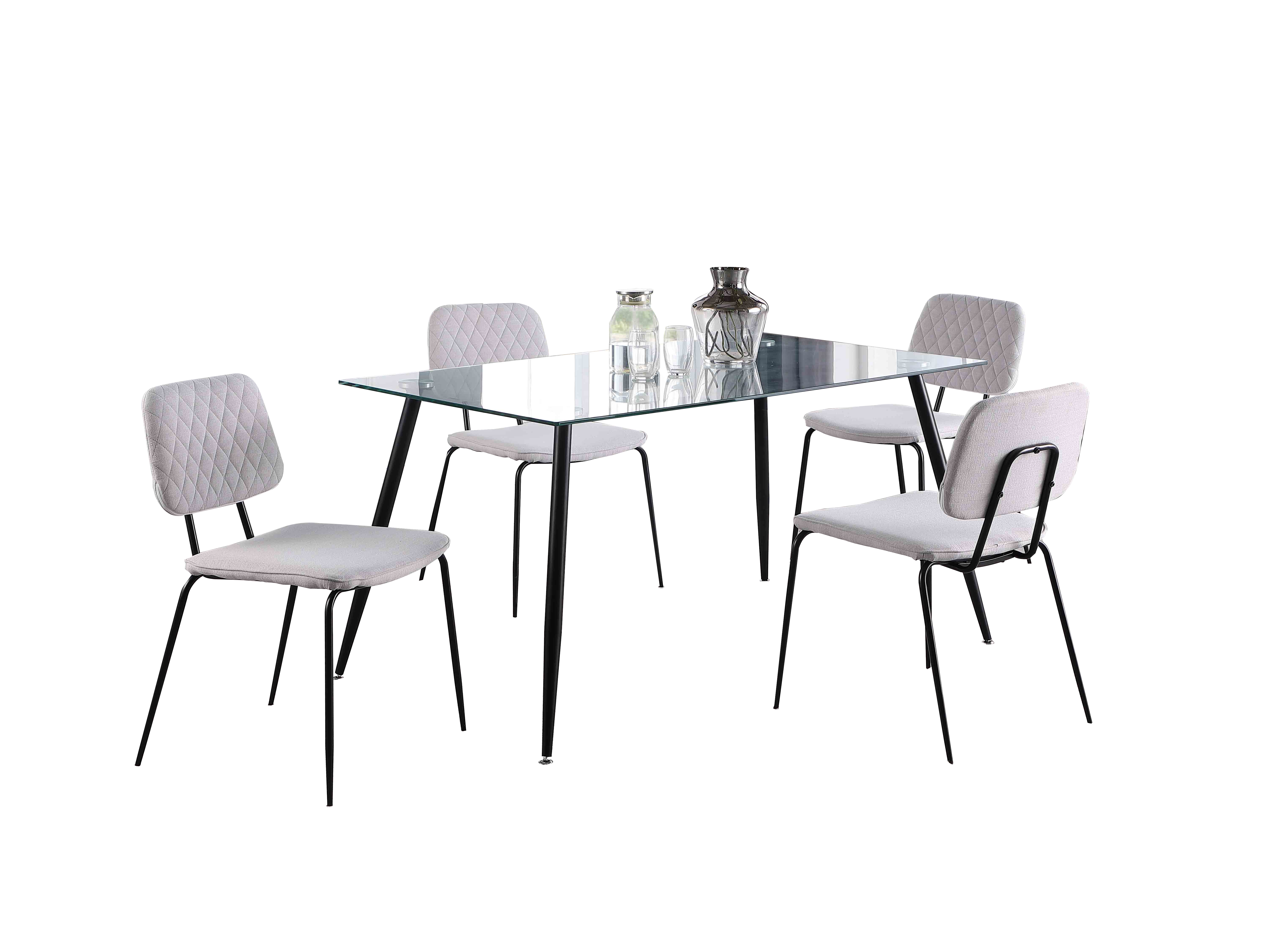 Chintaly Imports Bertha Matte Black Grey 5pc Dining Room Set