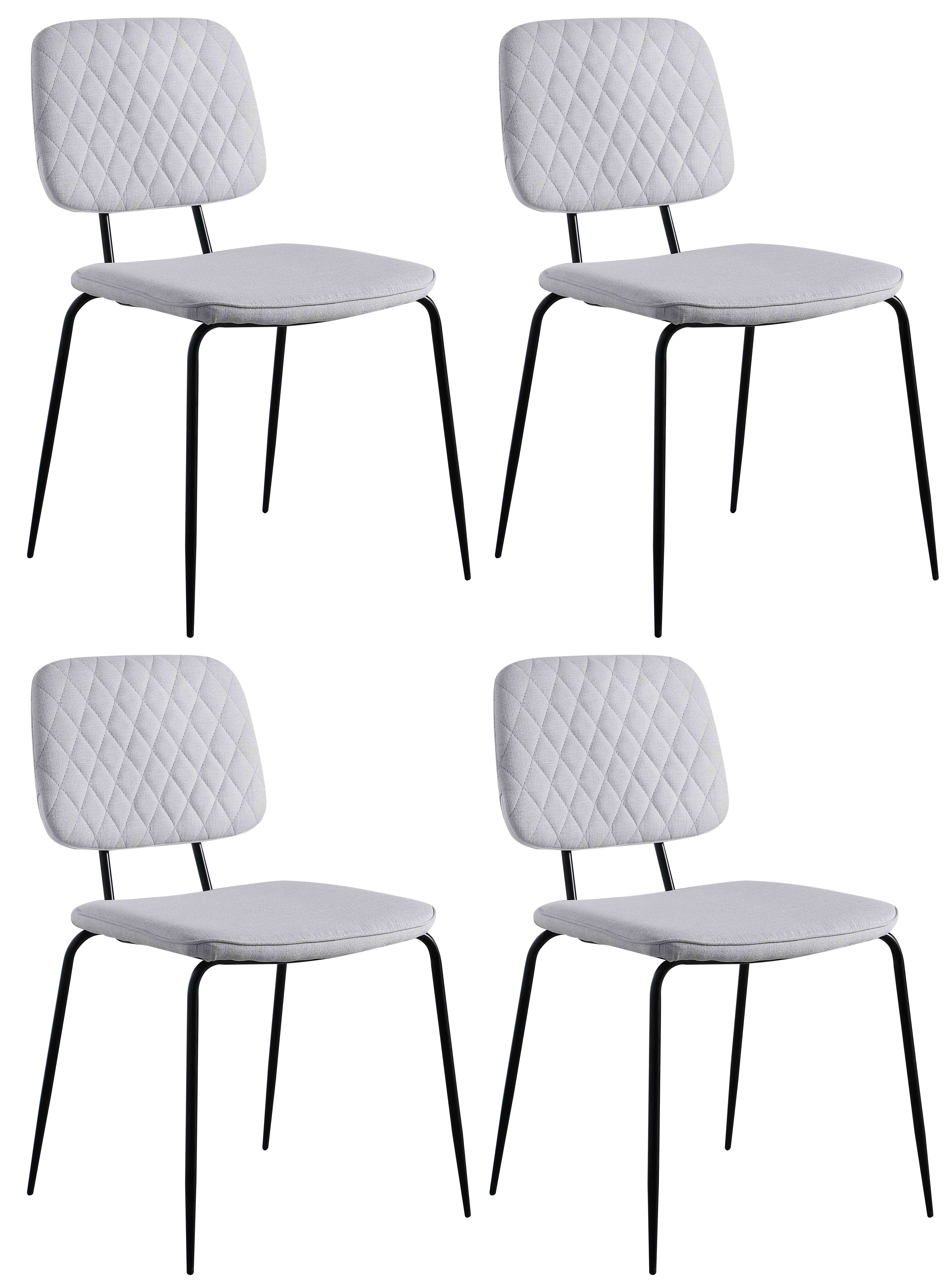 4 Chintaly Imports Bertha Matte Black Grey Side Chairs