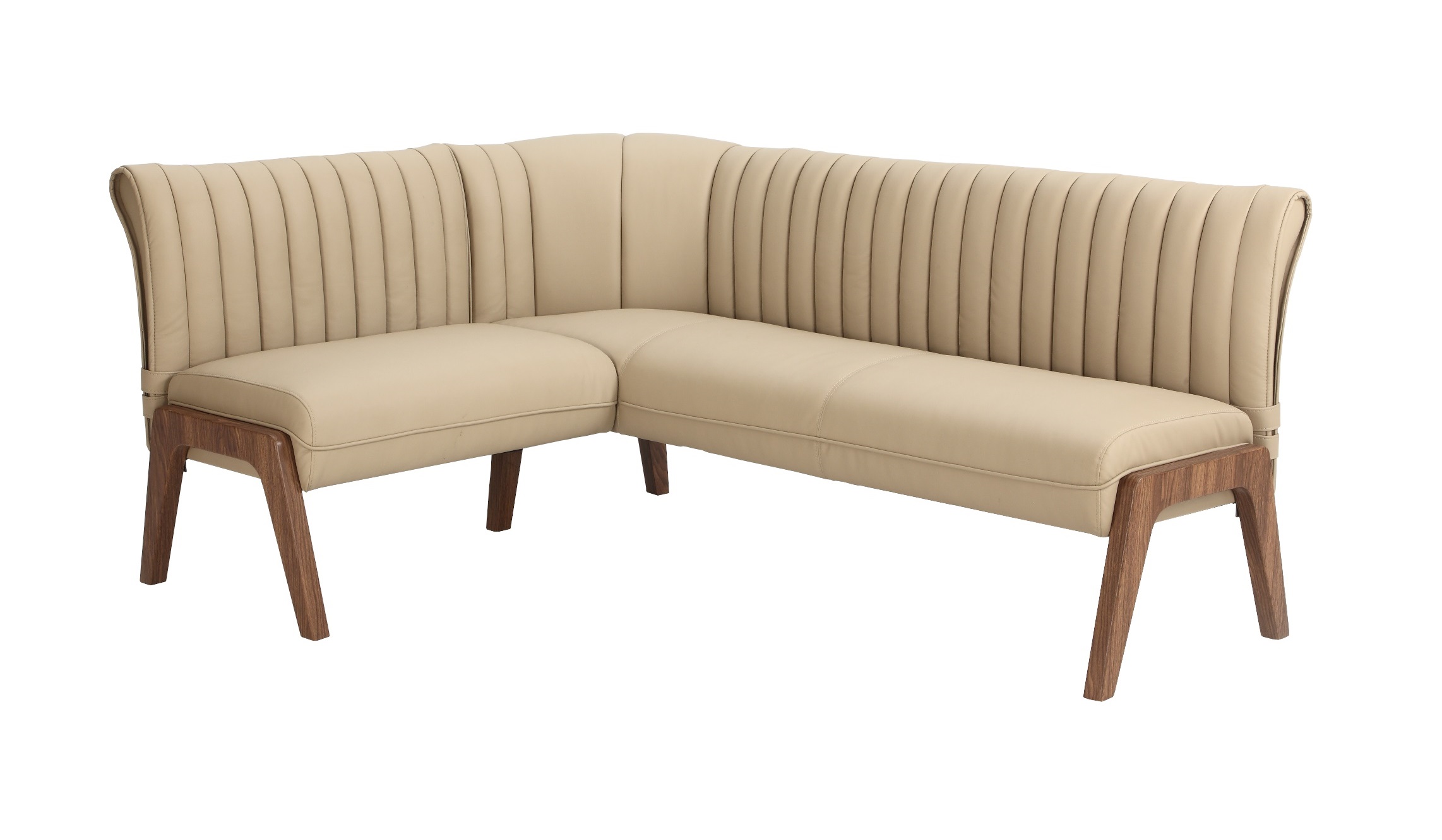 Chintaly Imports Bethany Taupe Walnut Vertical Channel Back Nook