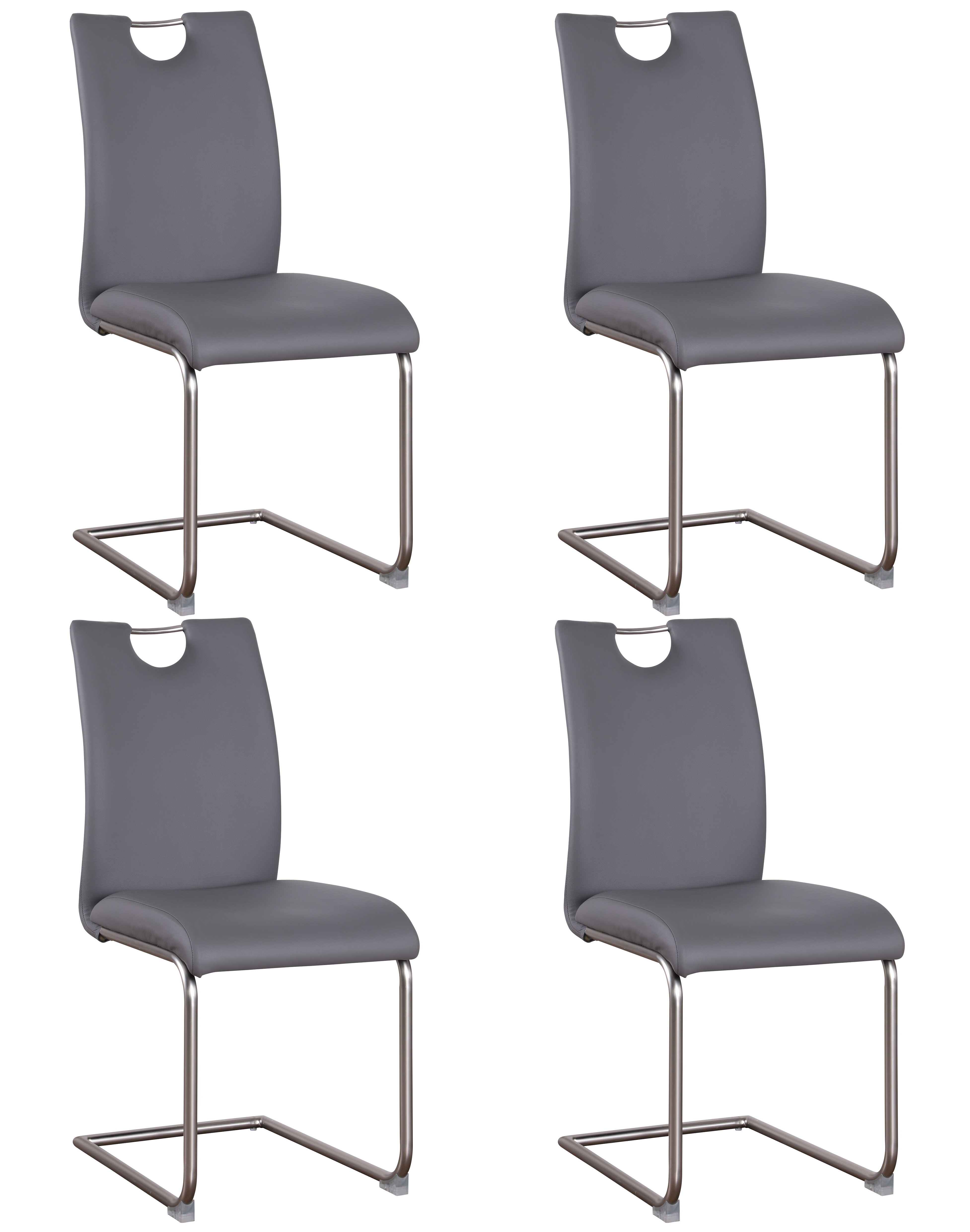 4 Chintaly Imports Carina Grey Cantilever Back Side Chairs