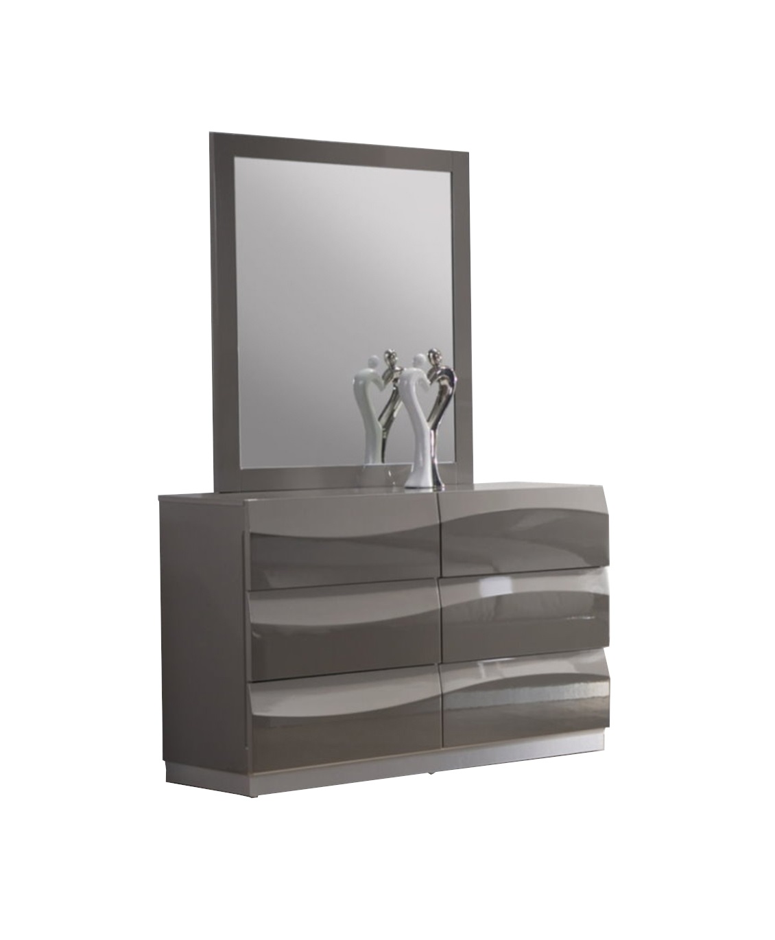 Chintaly Imports Delhi Gloss Grey Dresser and Mirror
