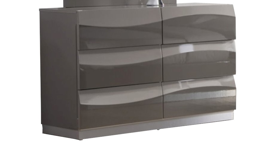 Chintaly Imports Delhi Gloss Grey 6 Drawer Dresser