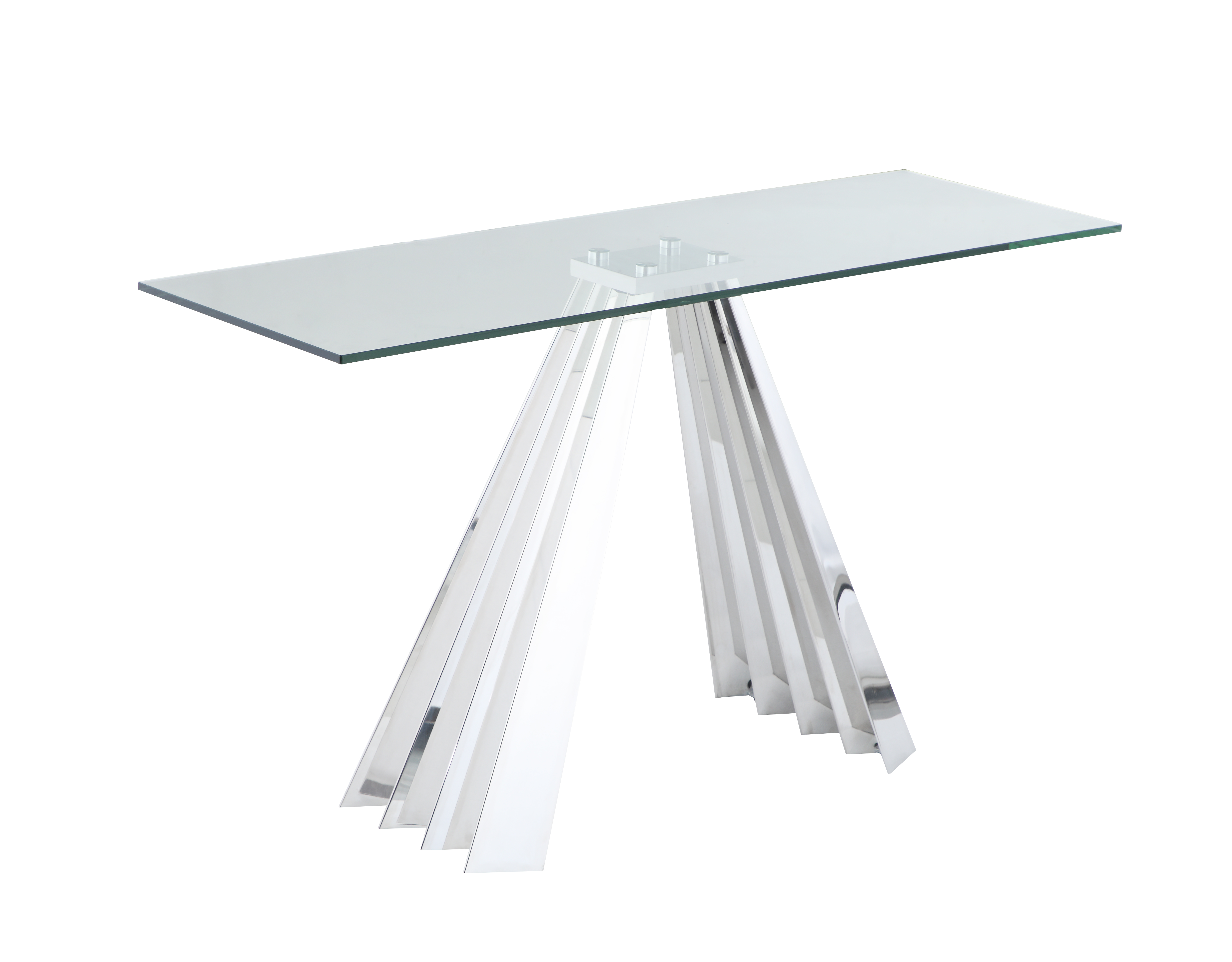 Chintaly Imports Dominique Clear Polished Stainless Steel Sofa Table
