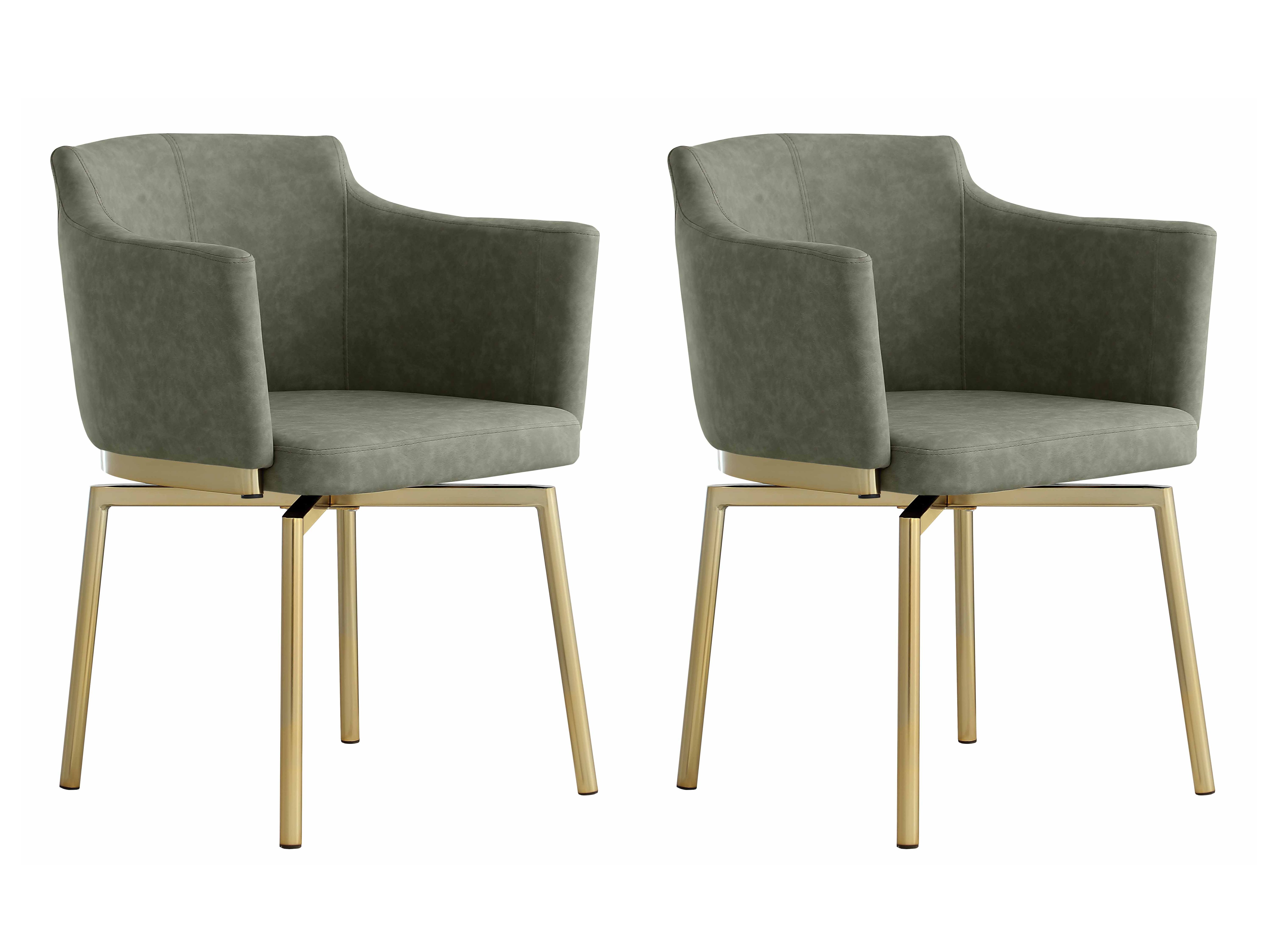 2 Chintaly Imports Dusty Olive Swivel Club Arm Chairs