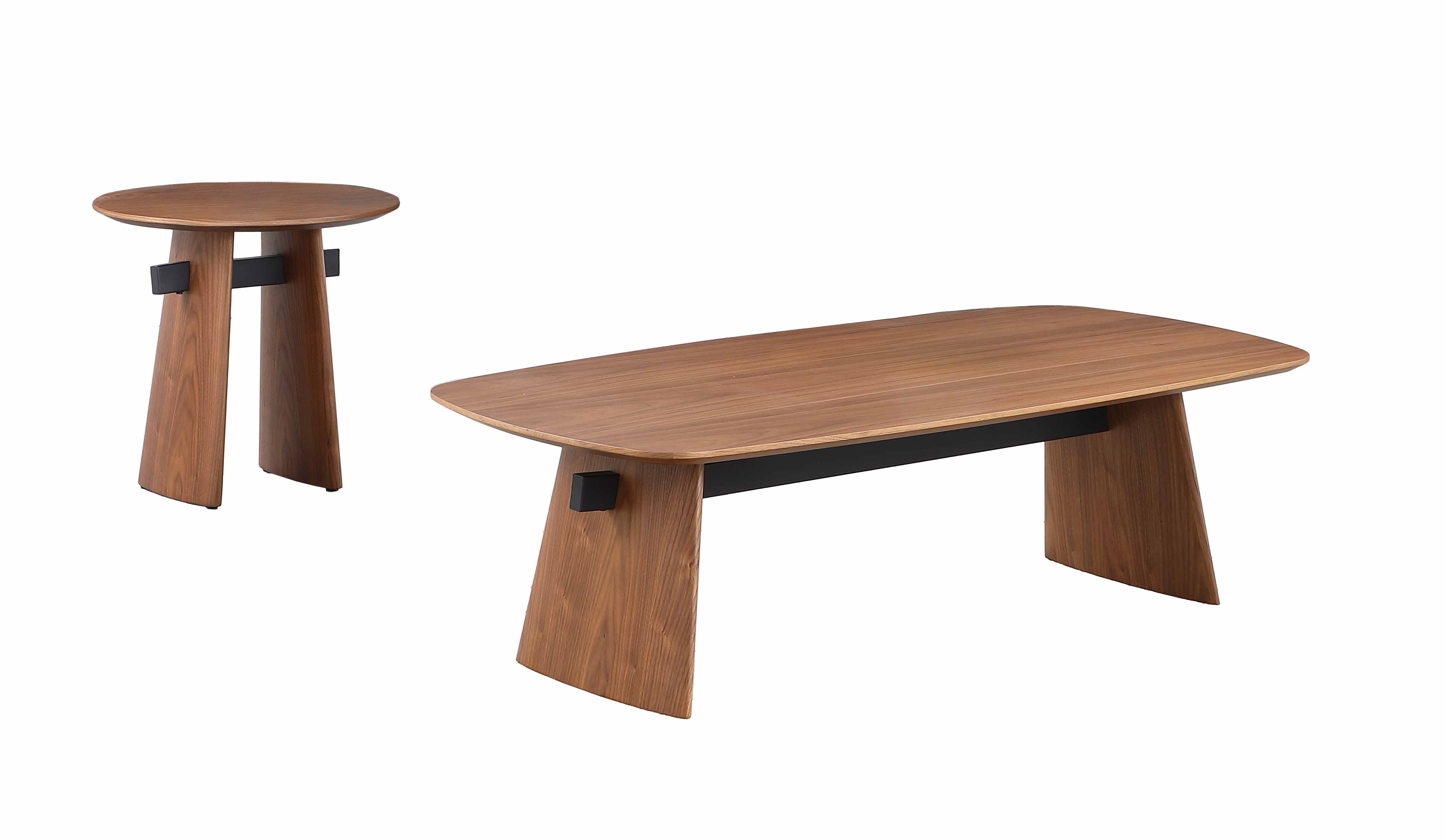Chintaly Imports Eden Walnut Matte Black 3pc Coffee Table Set