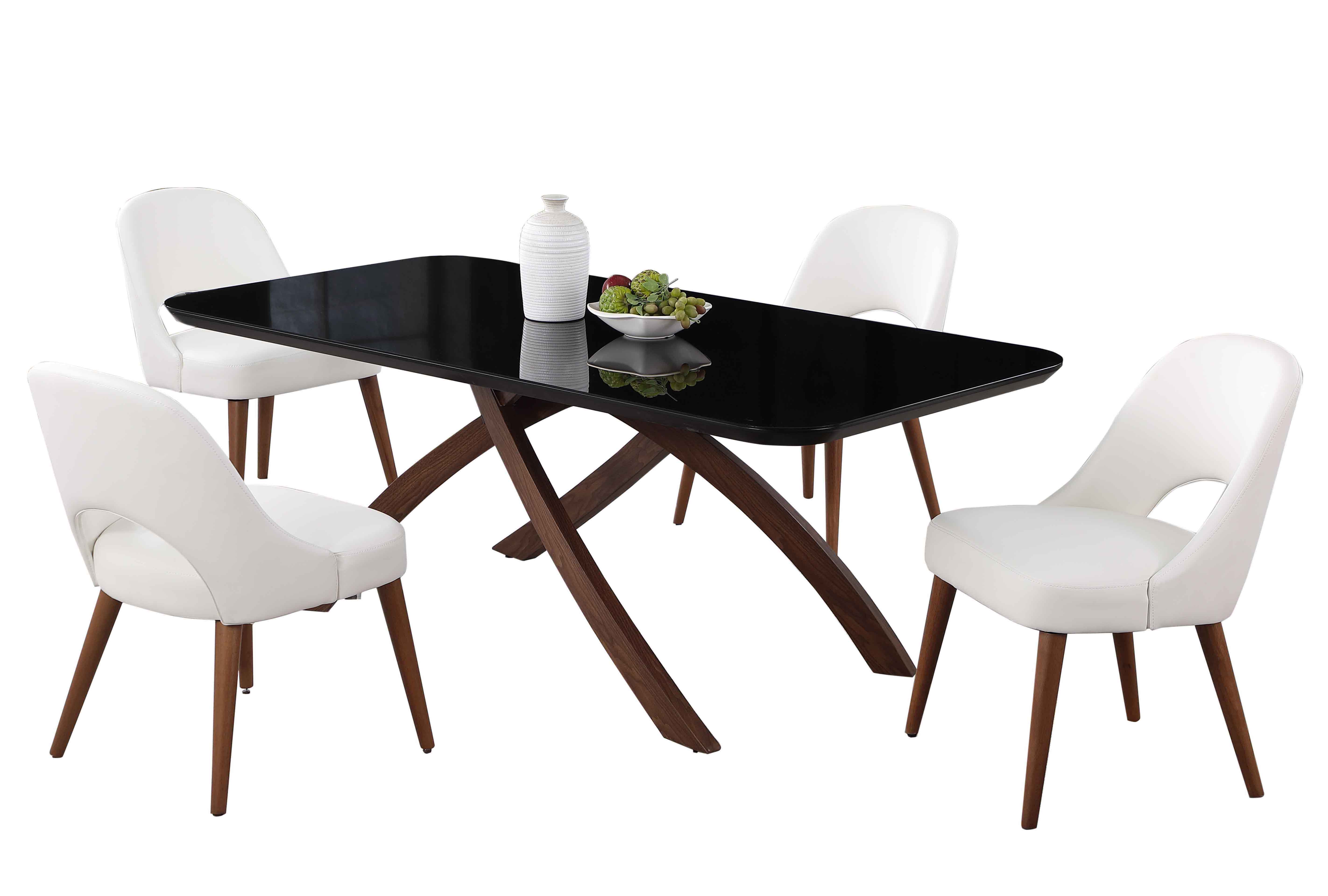 Chintaly Imports Emily Kenza White Gloss Black 5pc Dining Room Set