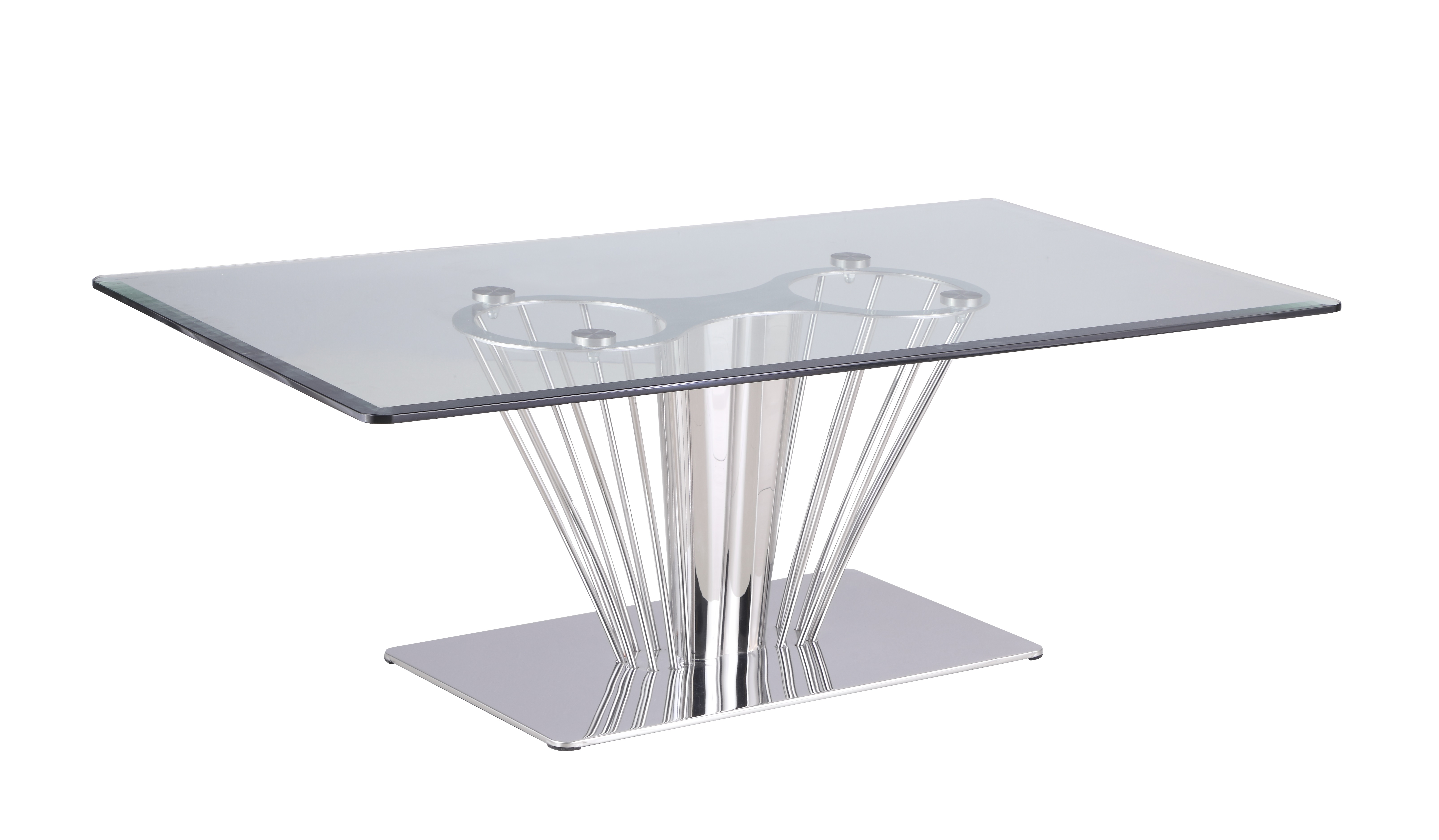 Chintaly Imports Fernanda Clear Polished Stainless Steel Cocktail Table