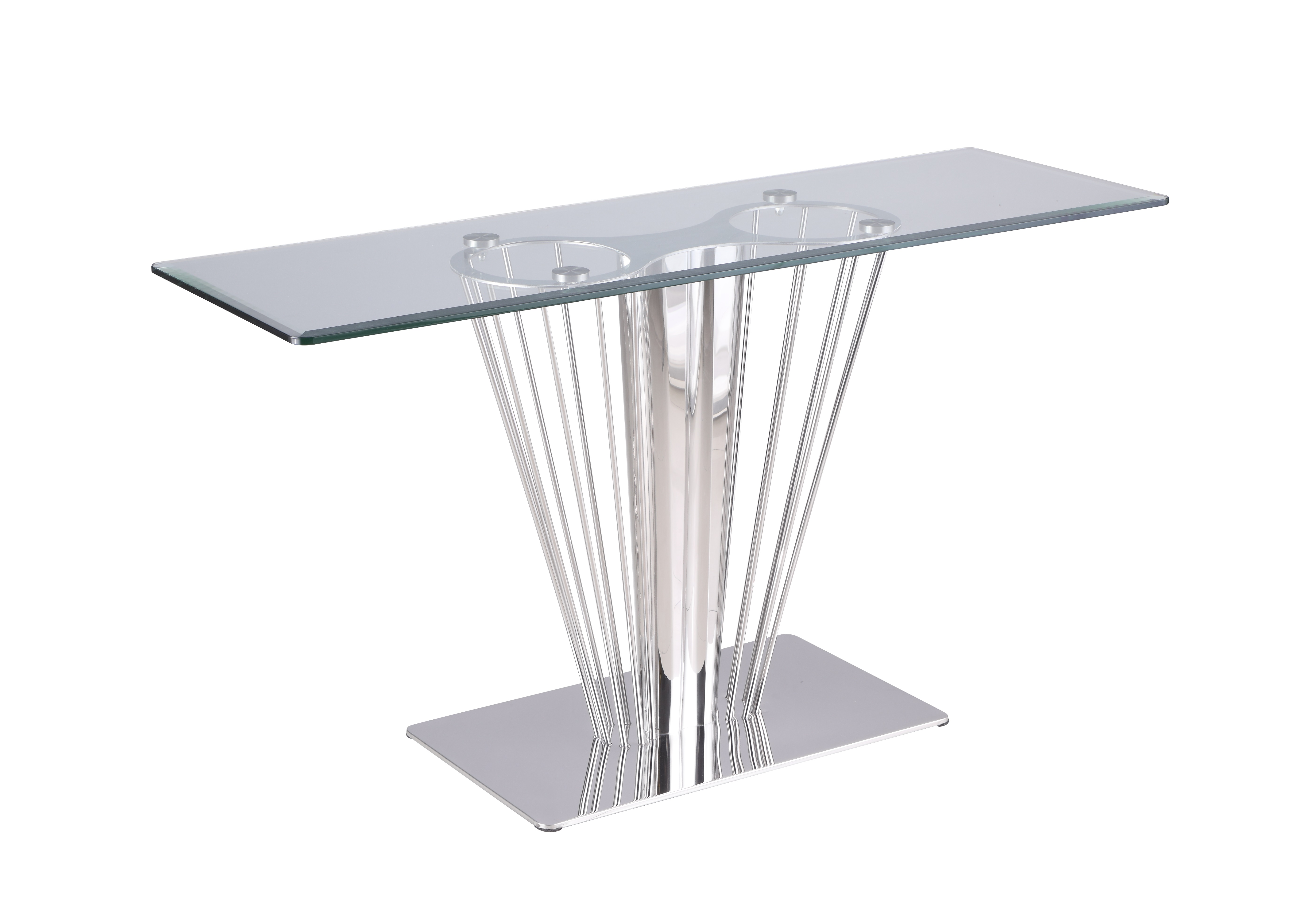 Chintaly Imports Fernanda Clear Polished Stainless Steel Sofa Table