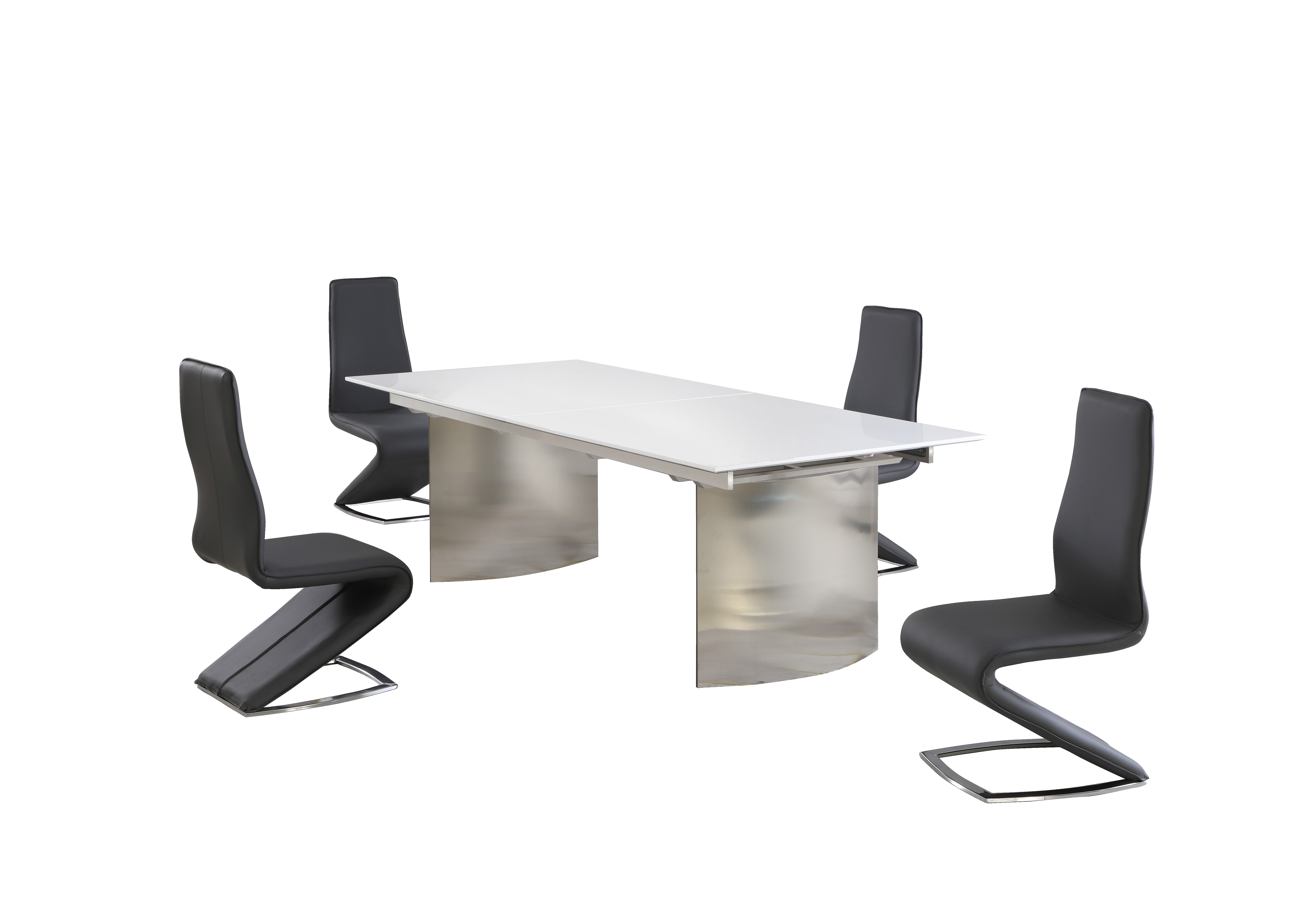 Chintaly Imports Glenda Tara Gloss White Black 5pc Dining Room Set
