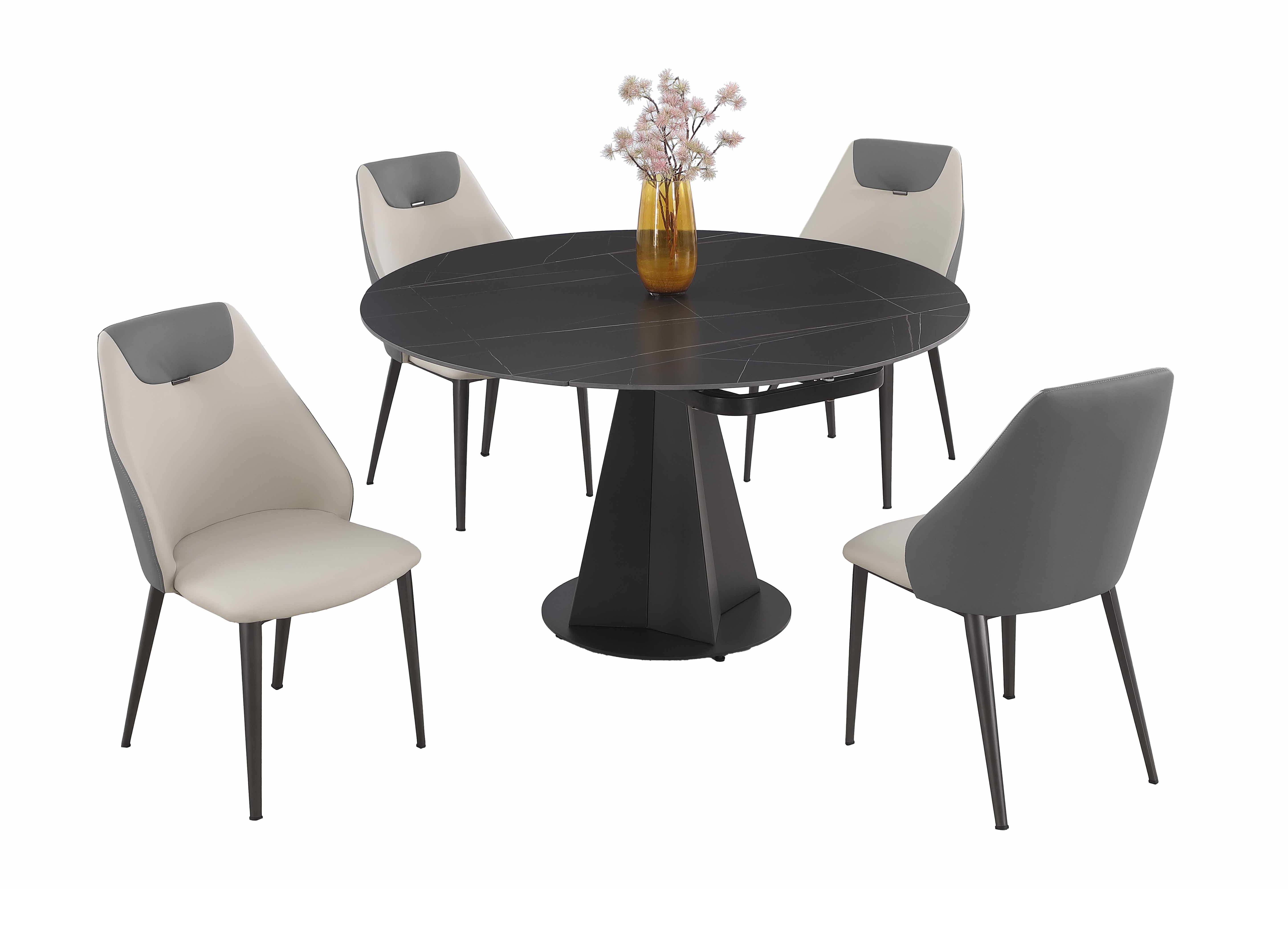 Chintaly Imports Jocelyn Grey Matte Black 5pc Dining Room Set