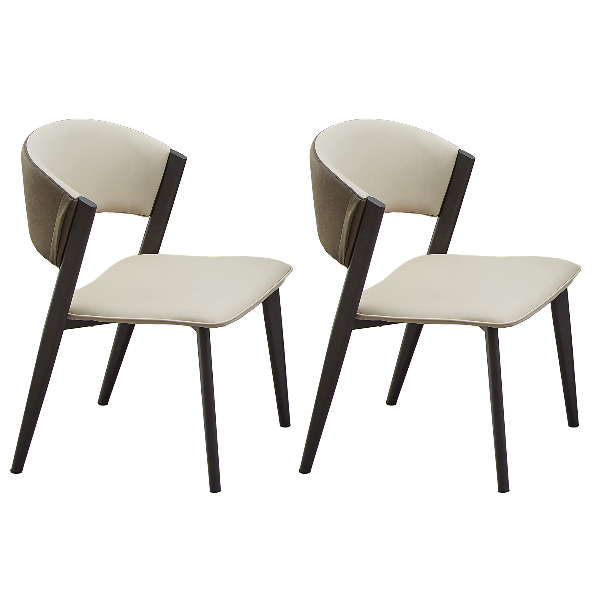 2 Chintaly Imports Juniper Brown Beige Curved Back 2 Tone Side Chairs