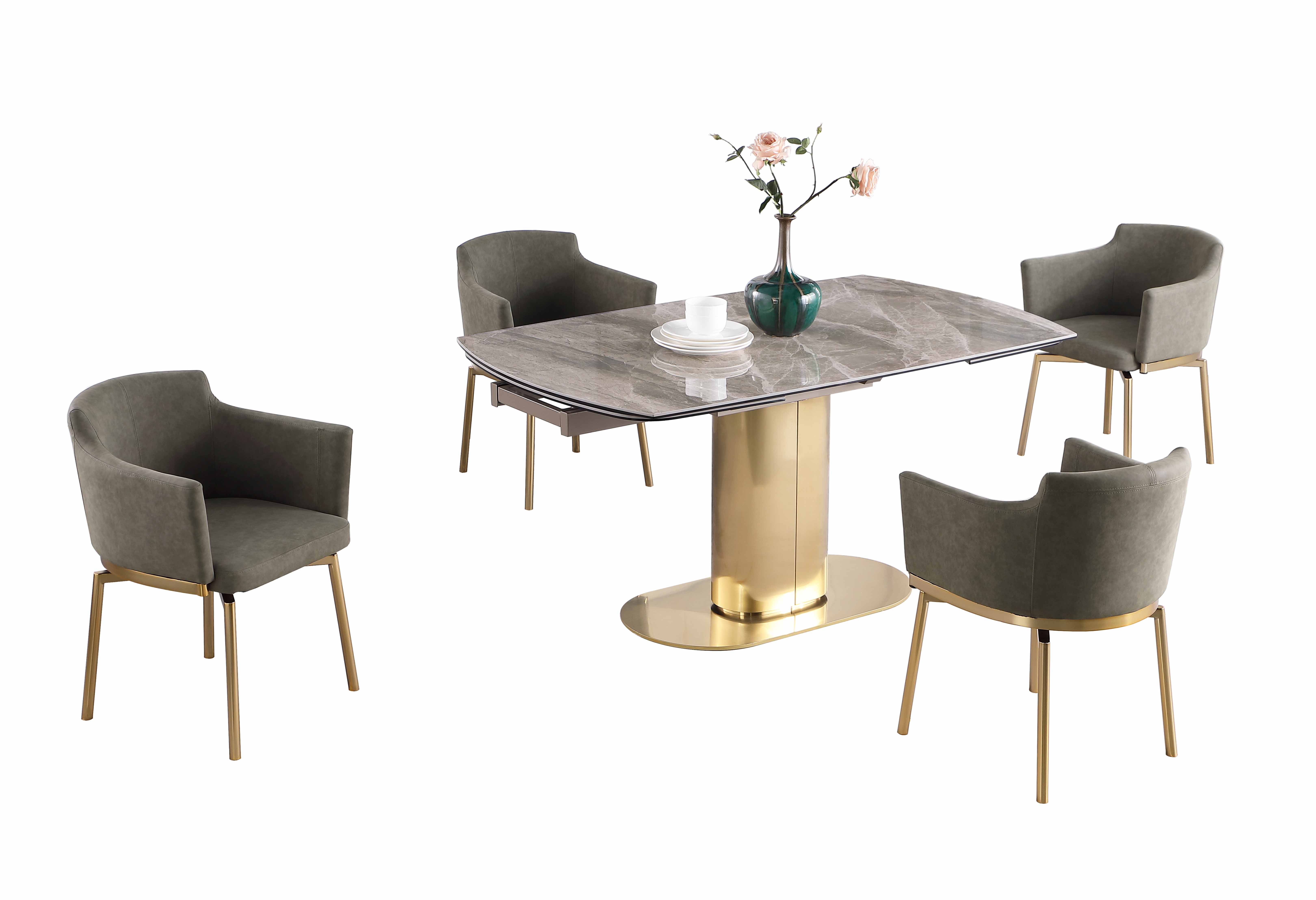 Chintaly Imports Karla Dusty Olive Gloss Grey 5pc Dining Room Set