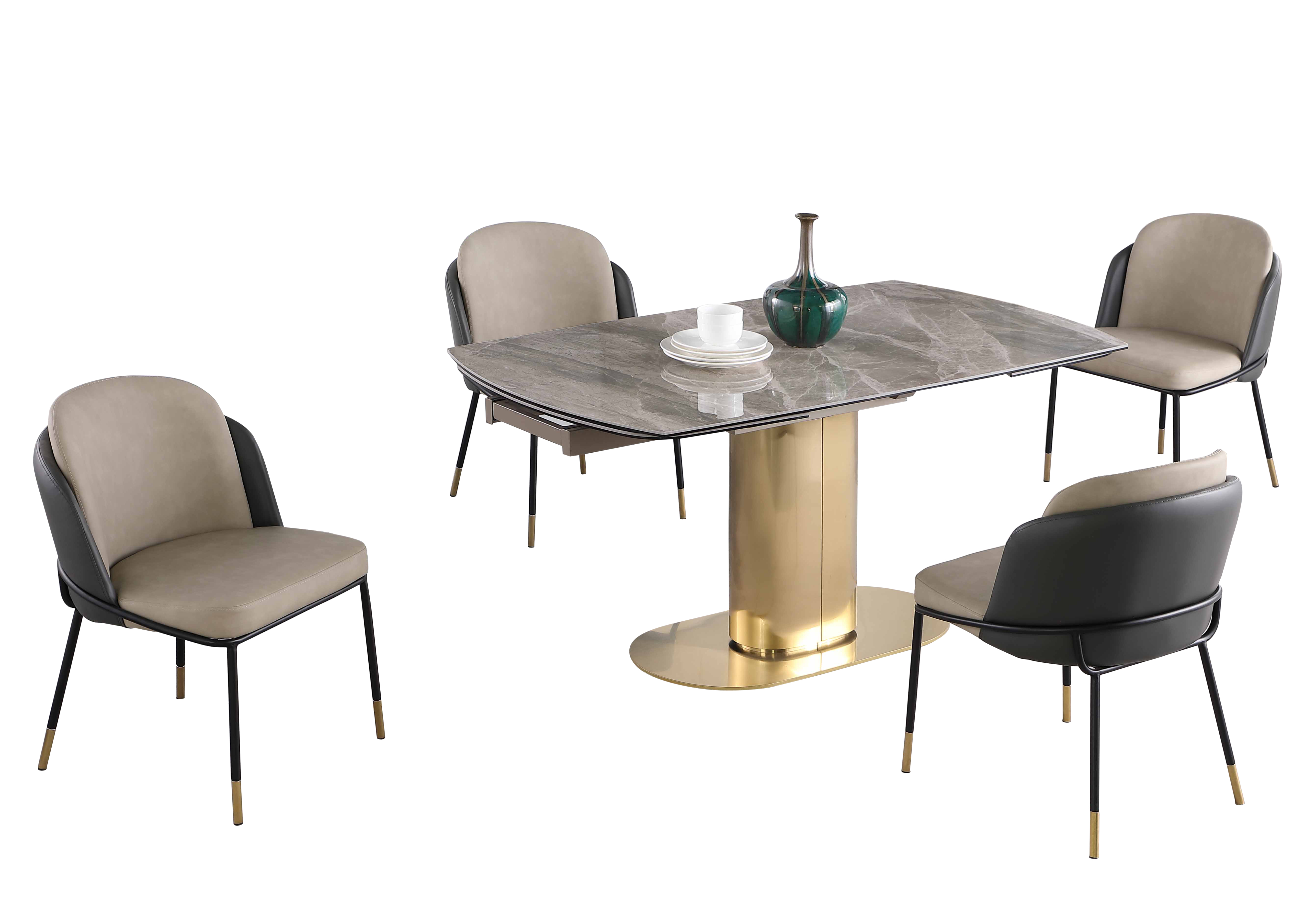 Chintaly Imports Karla Katherine Black Gloss Grey 5pc Dining Room Set
