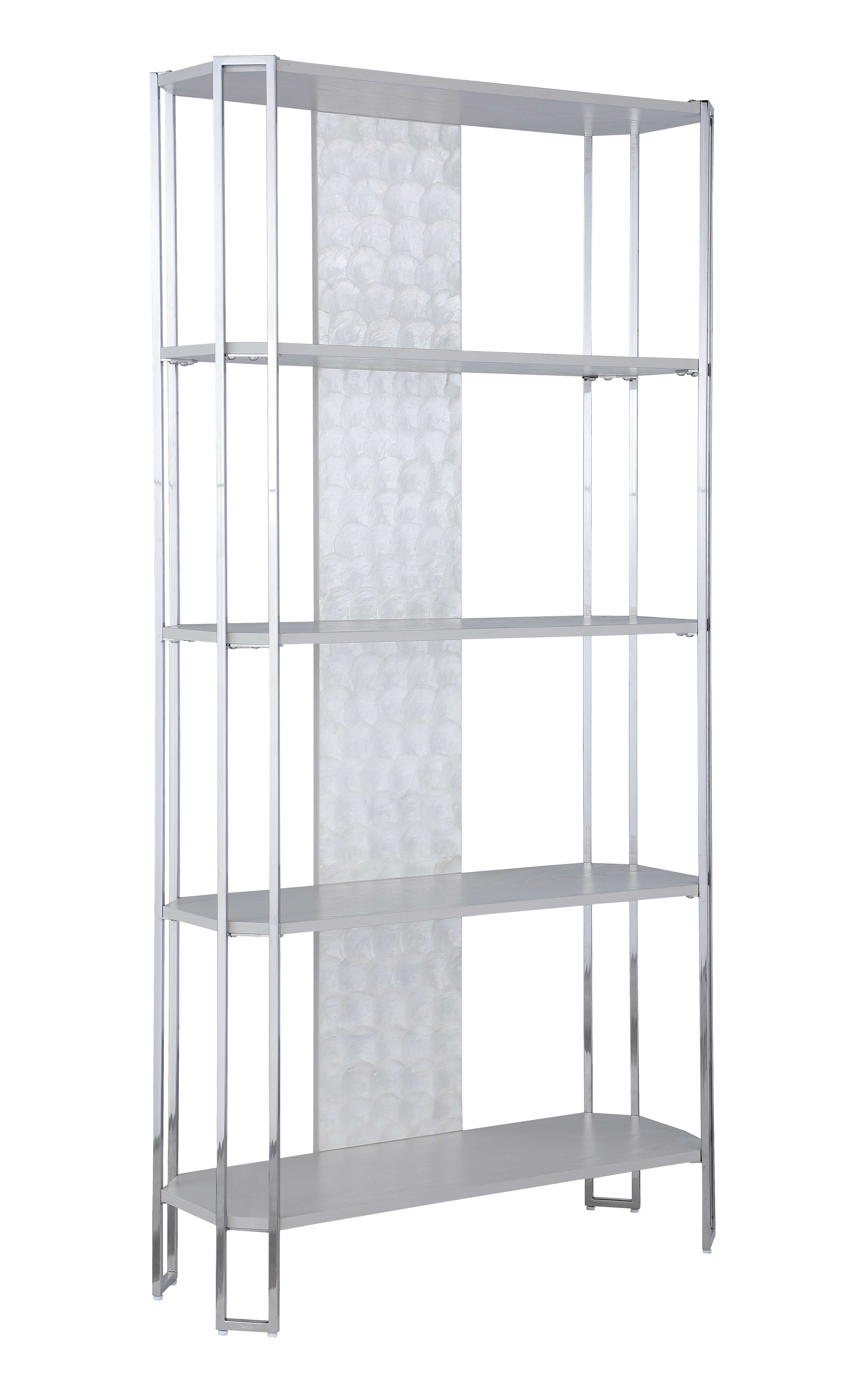 Chintaly Imports Kendall Pearl Grey Contemporary Bookshelf