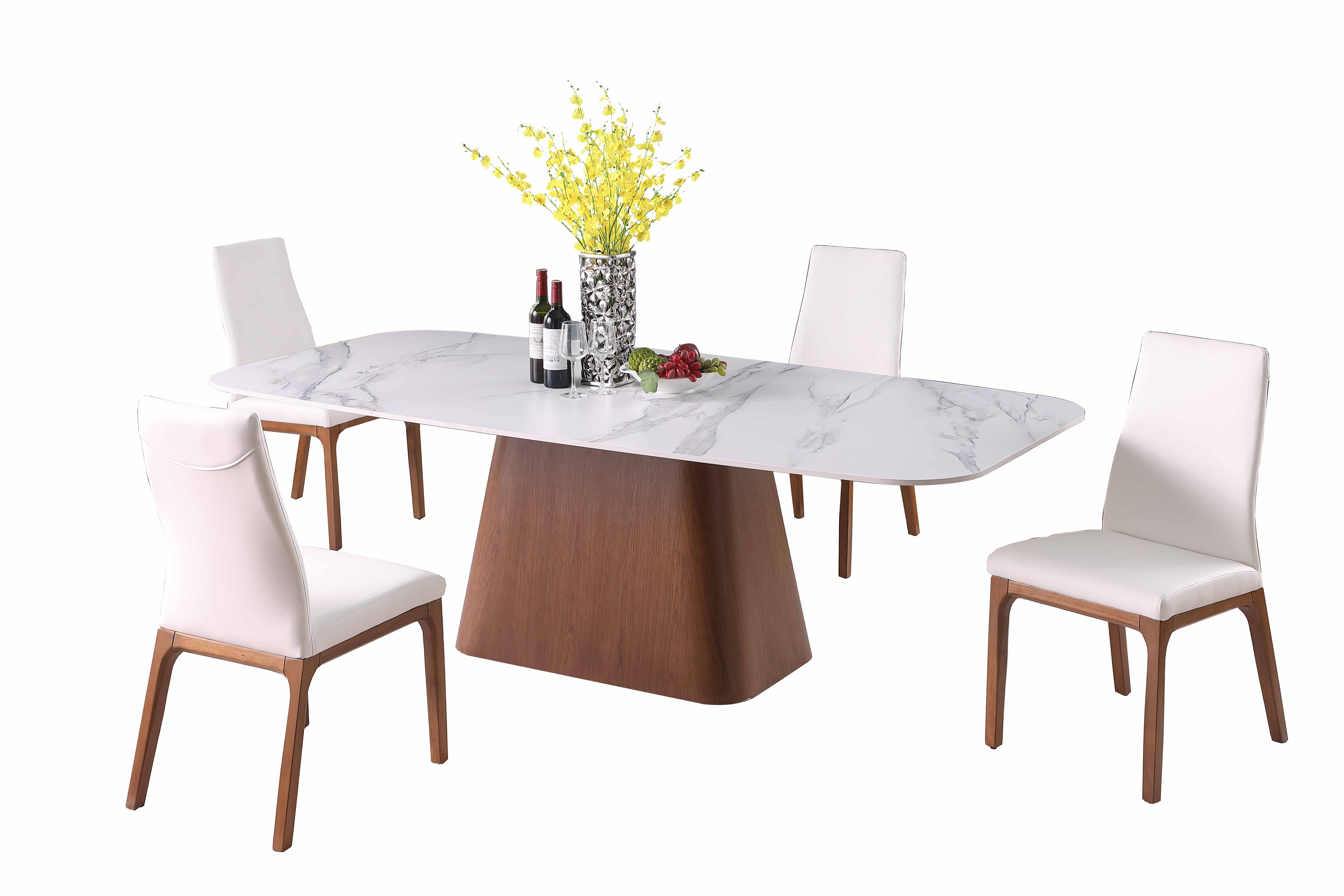 Chintaly Imports Kenza Rosario Matte White Walnut 5pc Dining Room Set