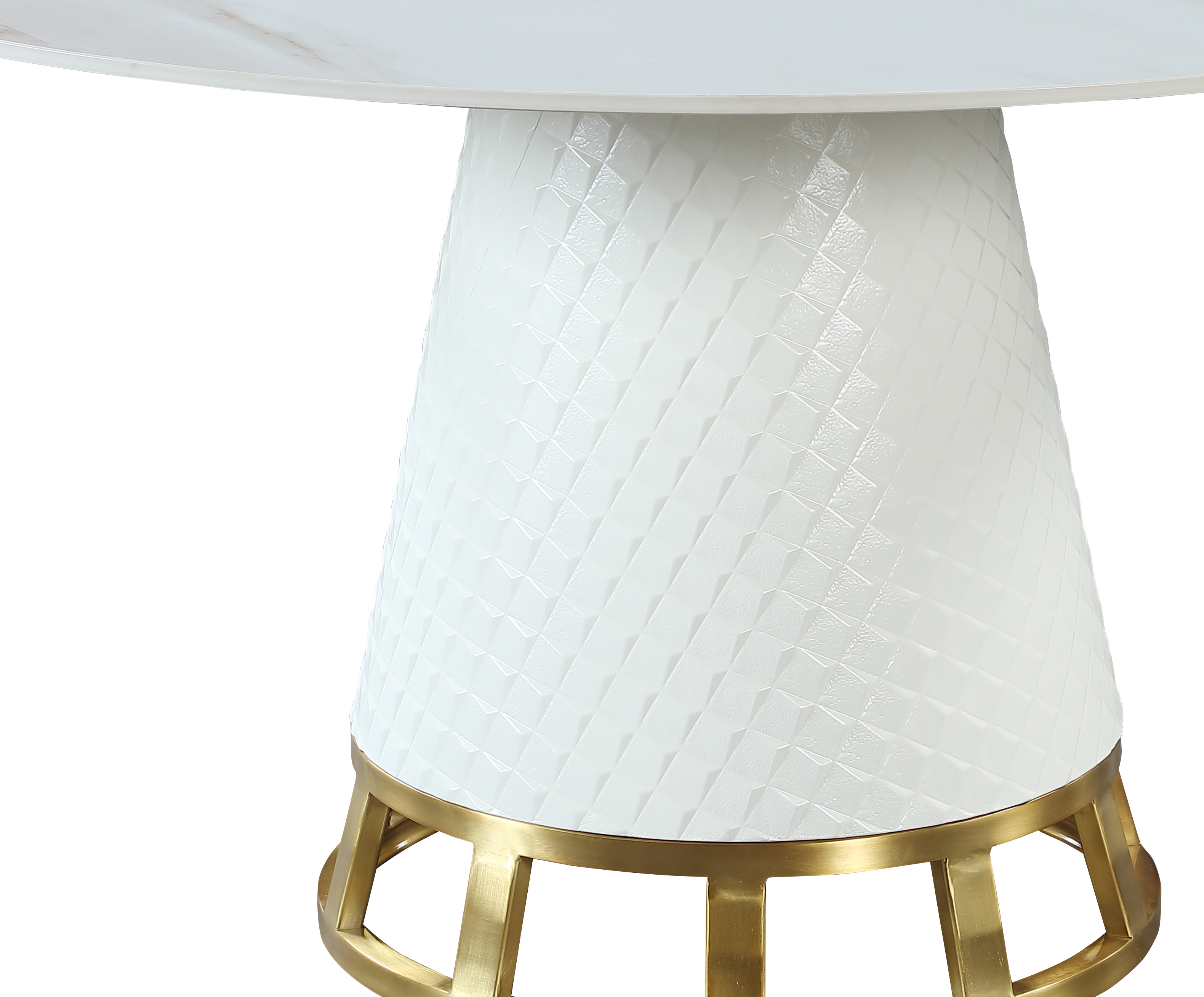 Wooden Cone Base w/ Raised Diamond Pattern & Golden Accent