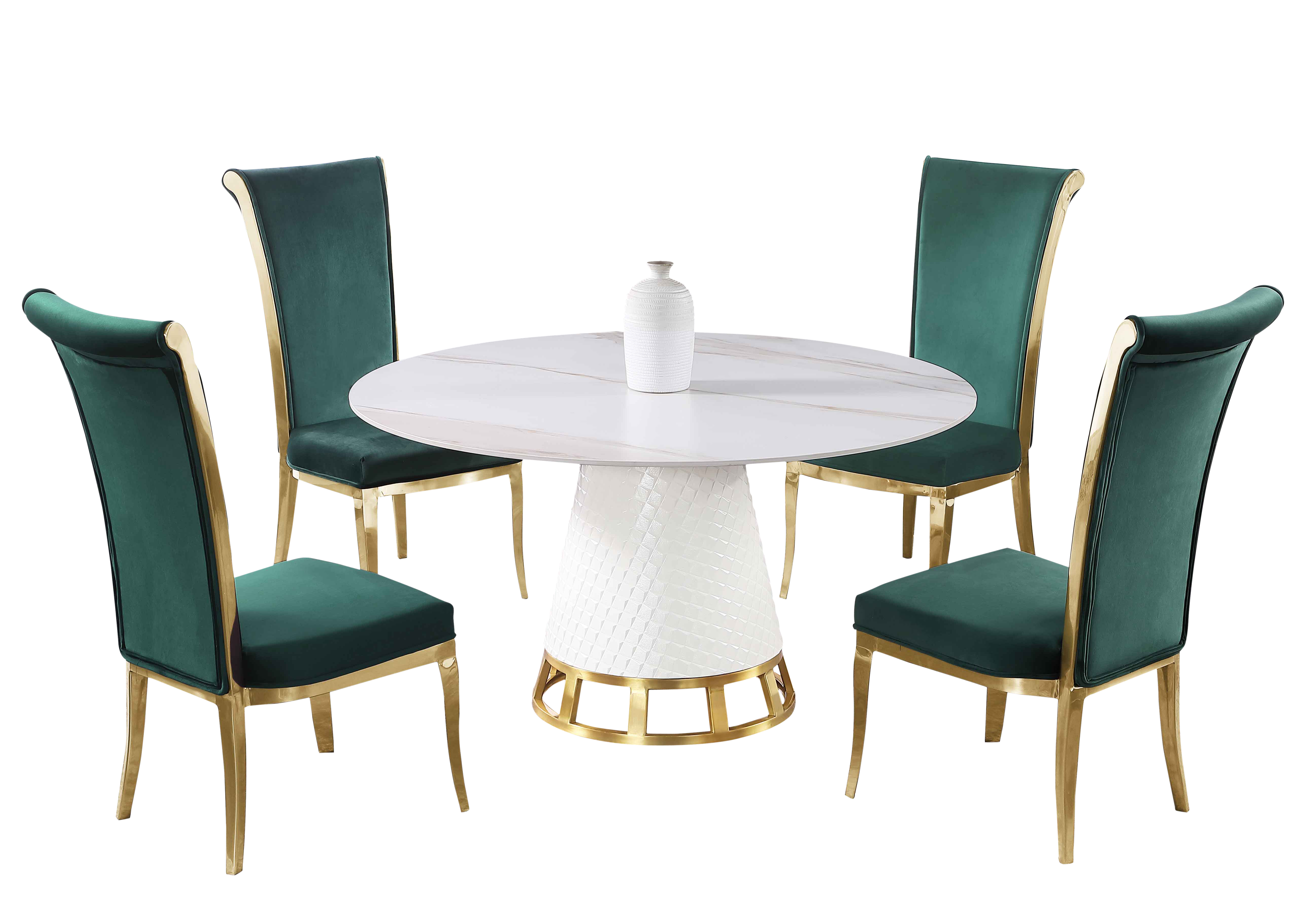 Chintaly Imports Khloe Joy Green Matte White 5pc Dining Room Set