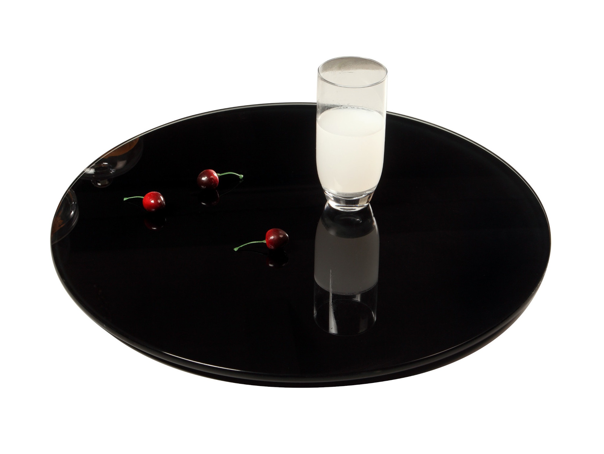 Chintaly Imports Black Glass 24 Inch Round Lazy Susan