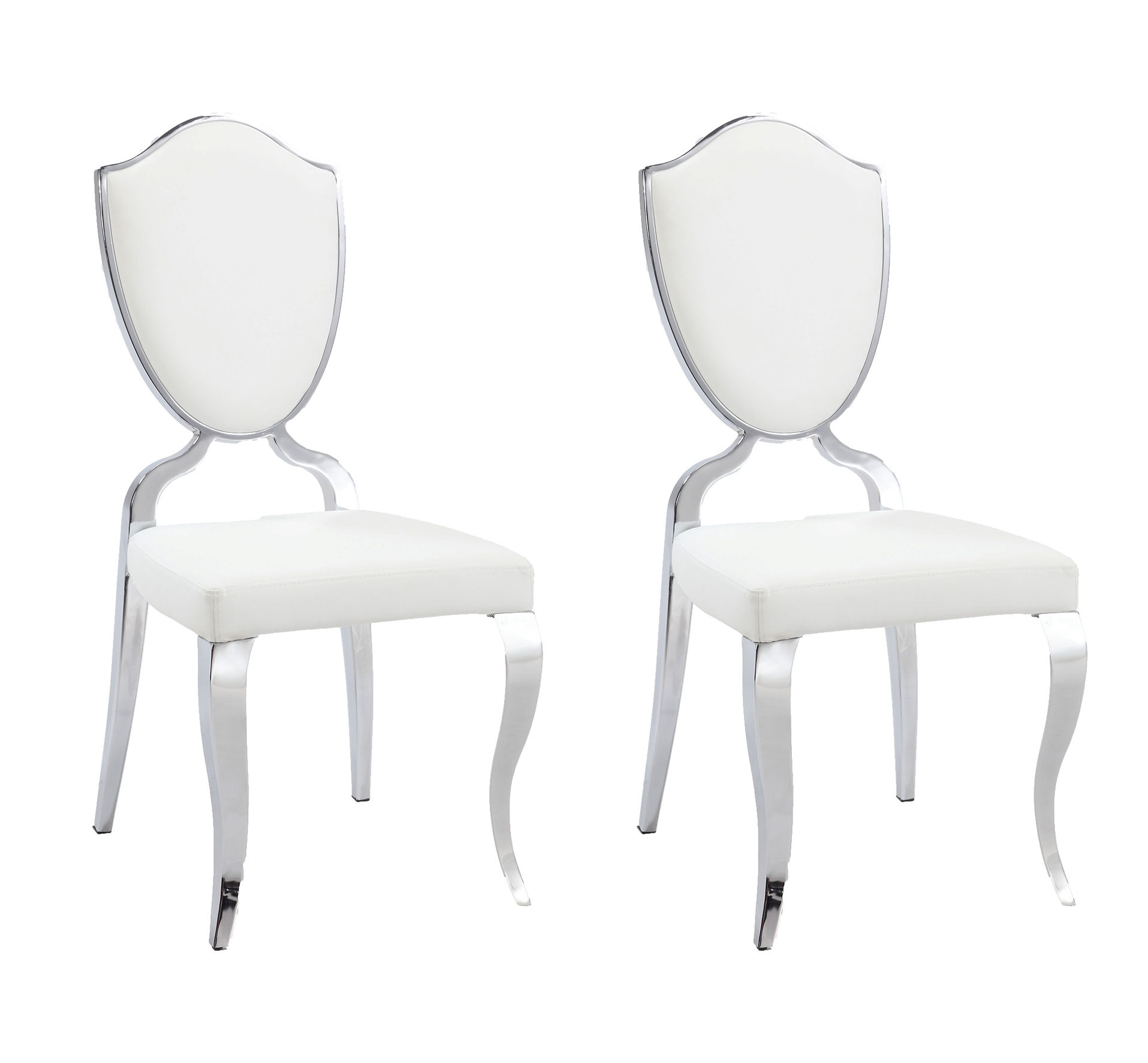 2 Chintaly Imports Letty White Cabriole Legs Back Side Chairs