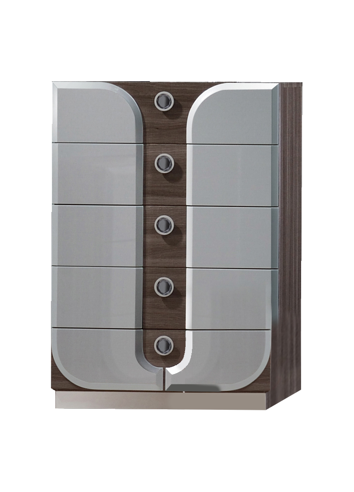 Chintaly Imports London Grey Silver 5 Drawers Chest