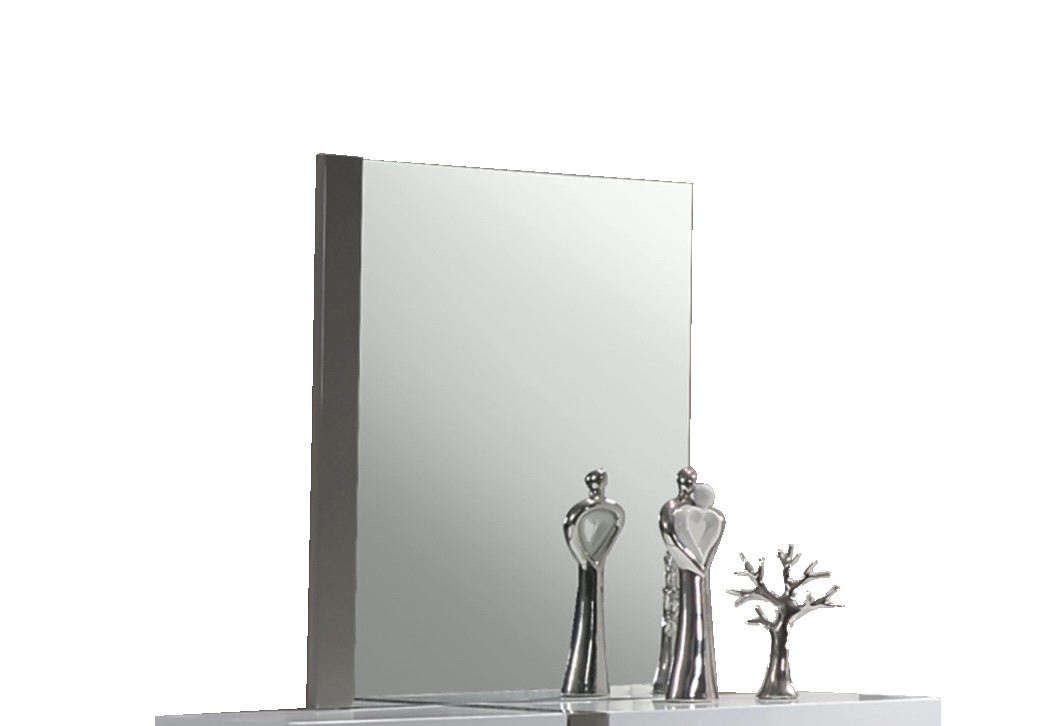 Chintaly Imports Manila Gloss White Grey Accent Mirror