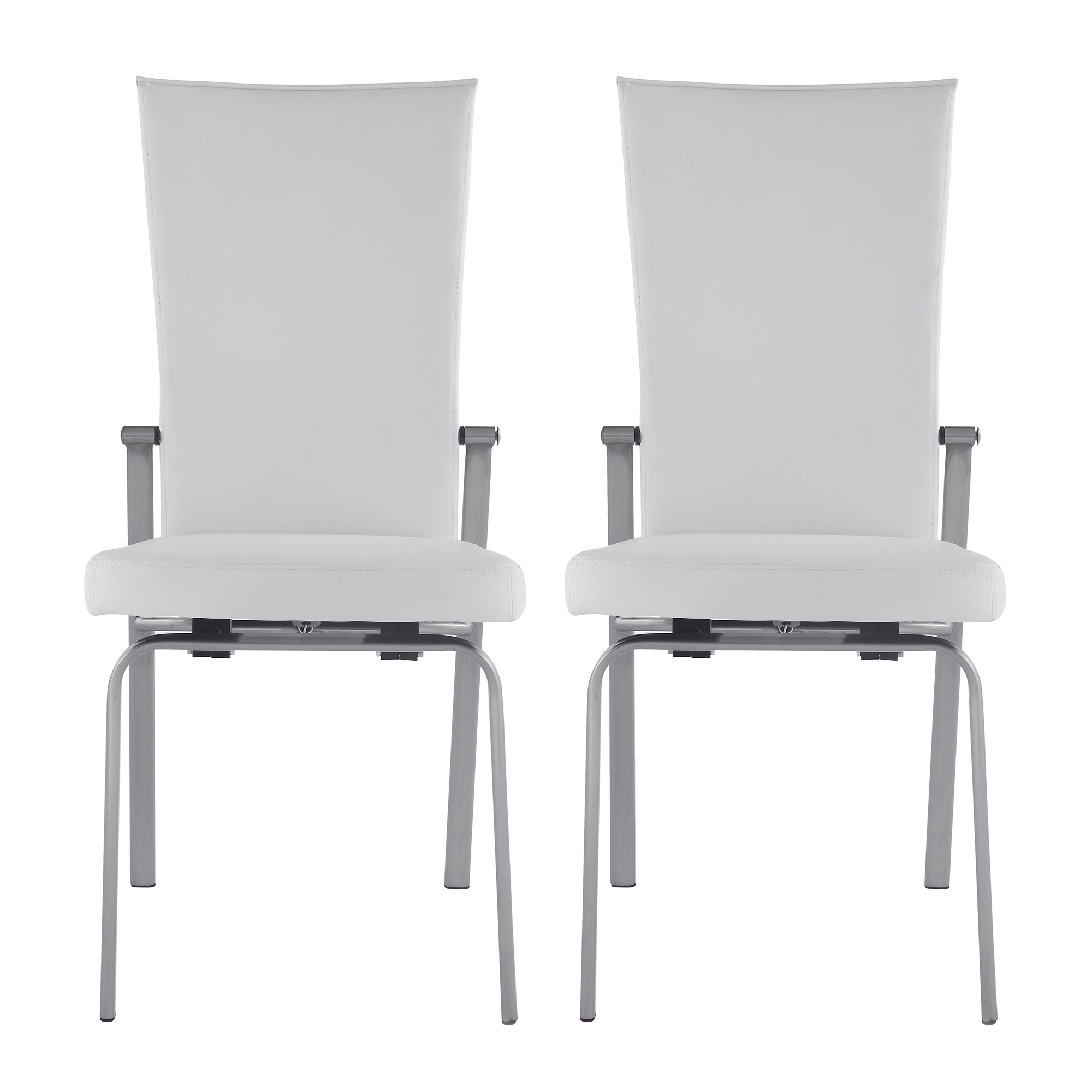 2 Chintaly Imports Molly White Chrome Motion Back Side Chairs