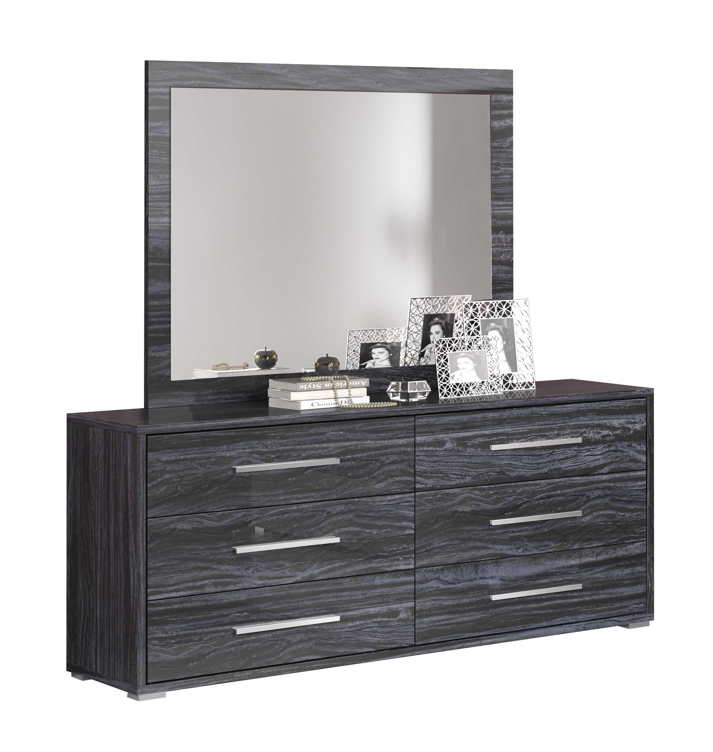 Chintaly Imports Naples Gloss Grey Dresser and Mirror