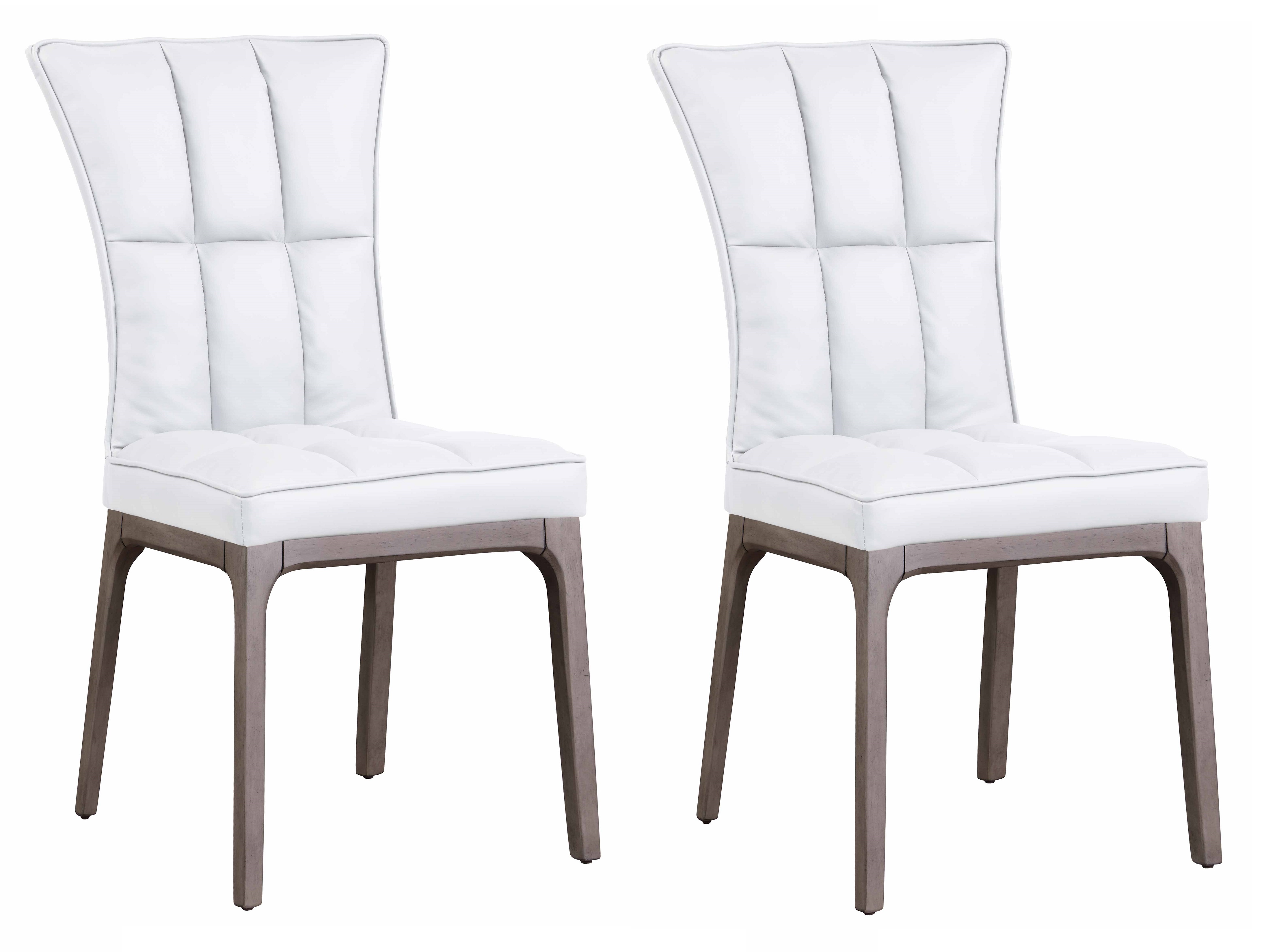 2 Chintaly Imports Peggy White Tufted Dining Side Chairs