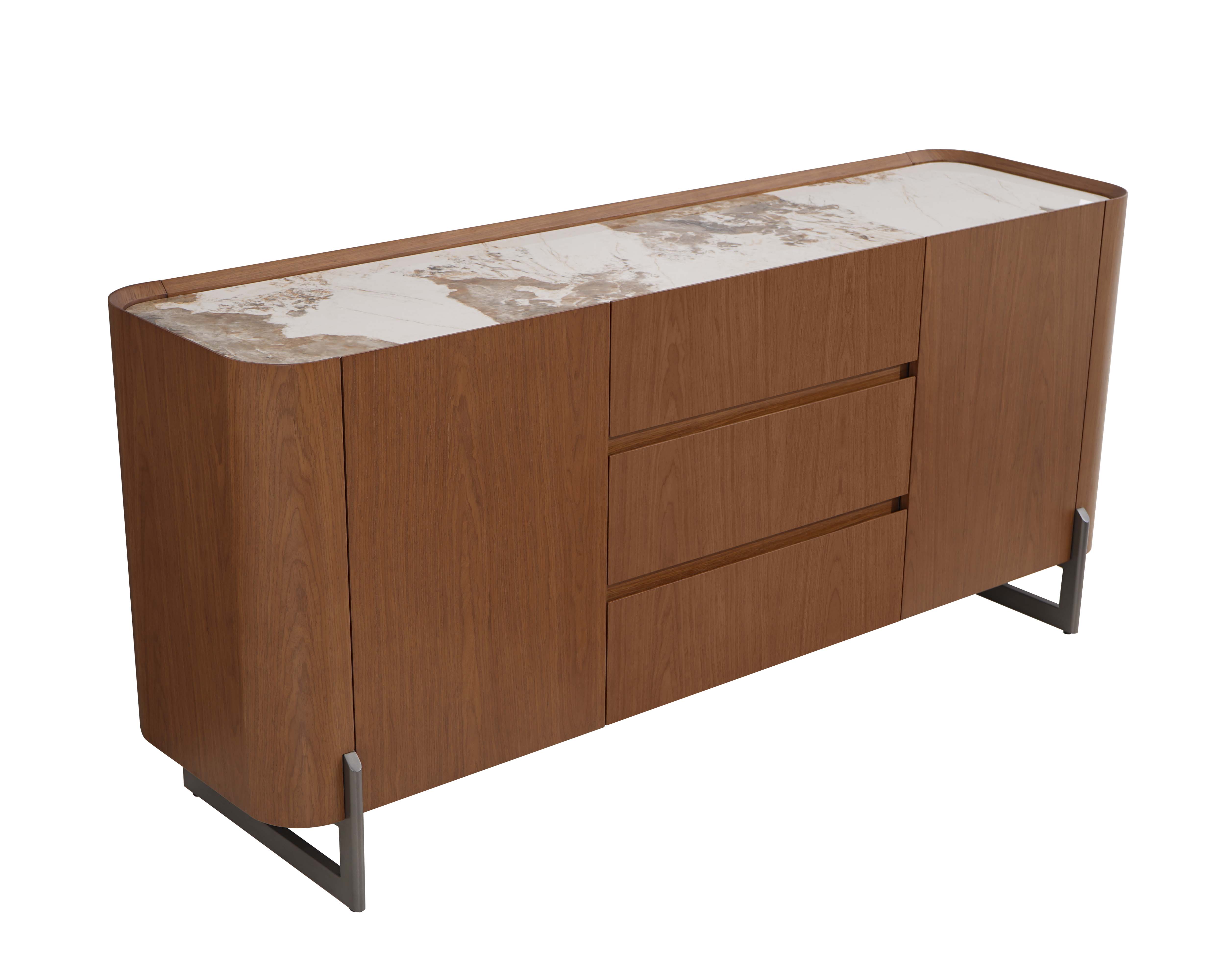 Chintaly Imports Ruby Gloss White Brown 2 Door Buffet
