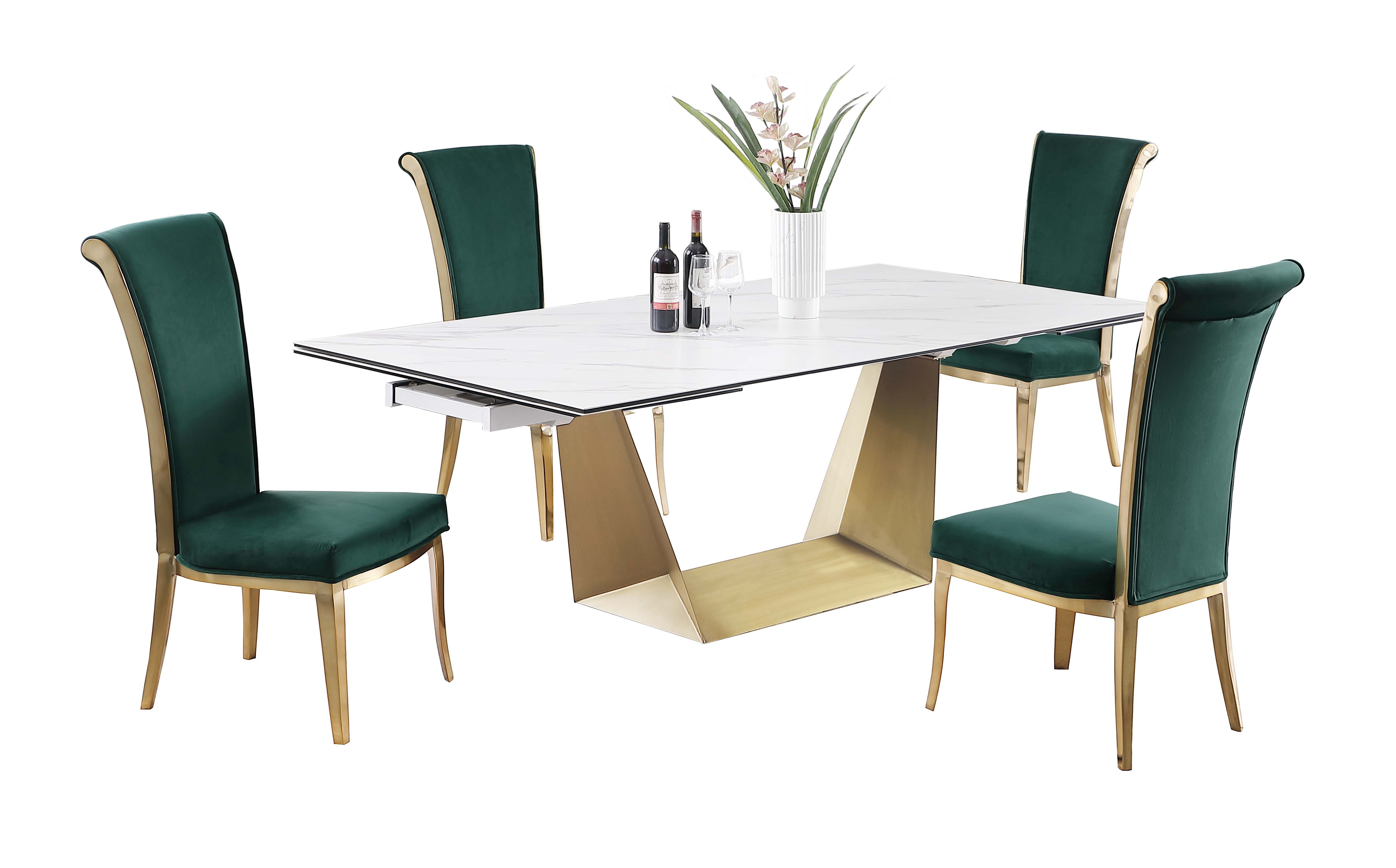 Chintaly Imports Scarlette Joy Green Matte White 5pc Dining Room Set