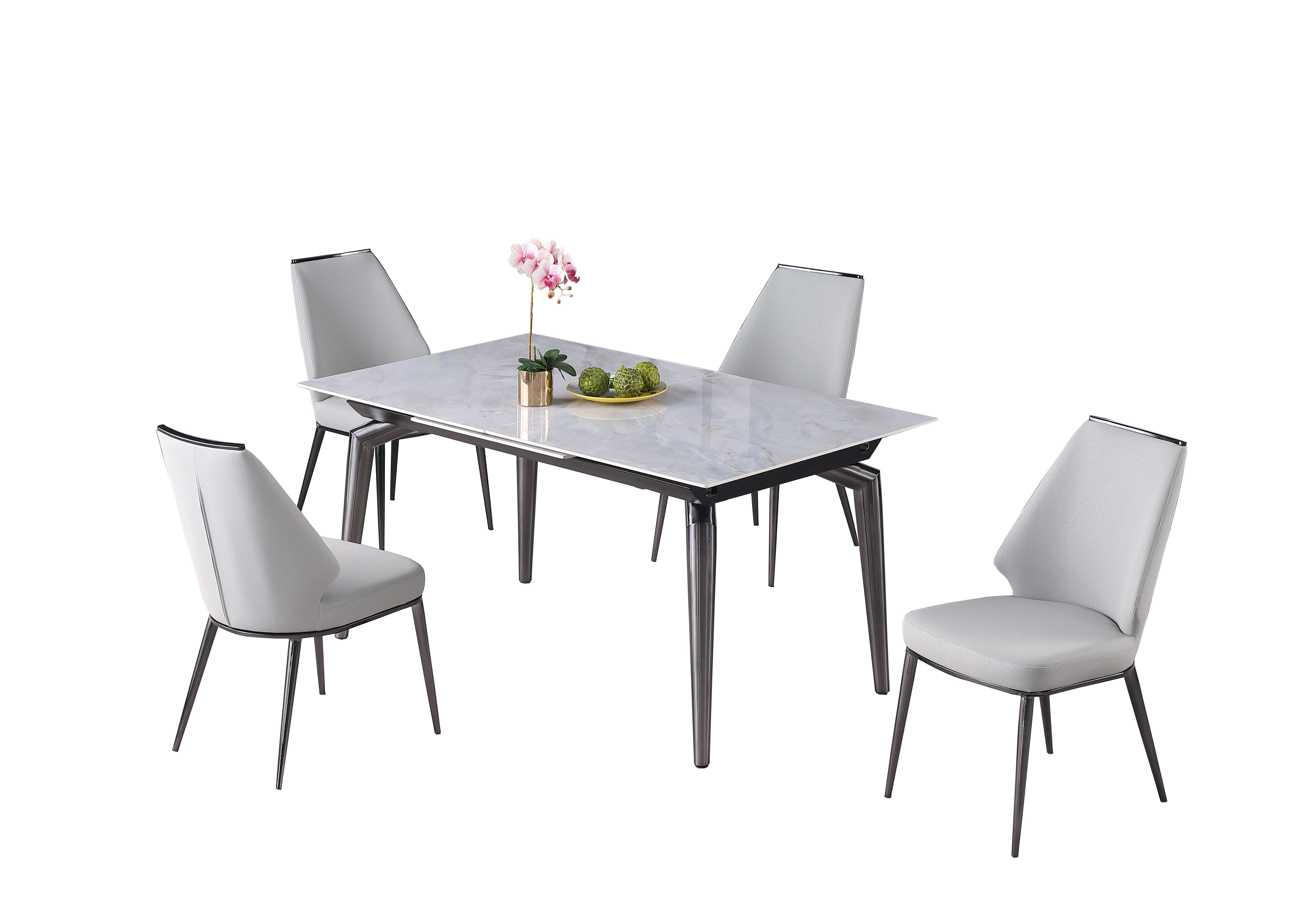 Chintaly Imports Tabatha Gloss Grey 5pc Dining Room Set