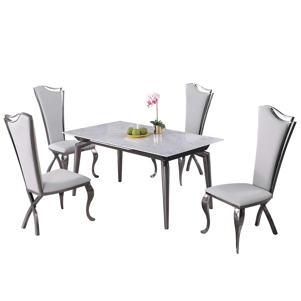 Chintaly Imports Tabatha Nadia Gloss Grey 5pc Dining Room Set