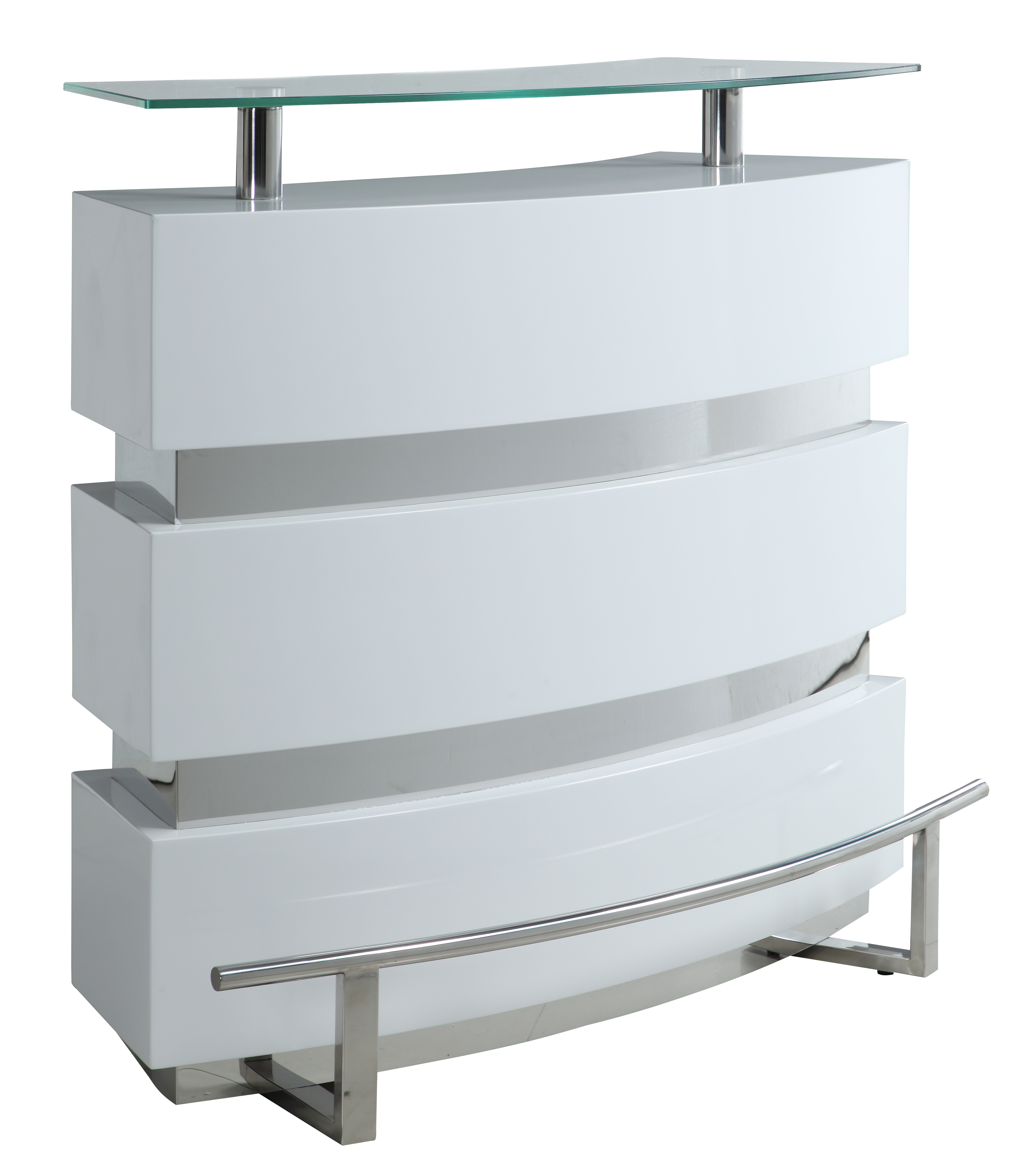 Chintaly Imports Xenia Clear Gloss White Bar Table