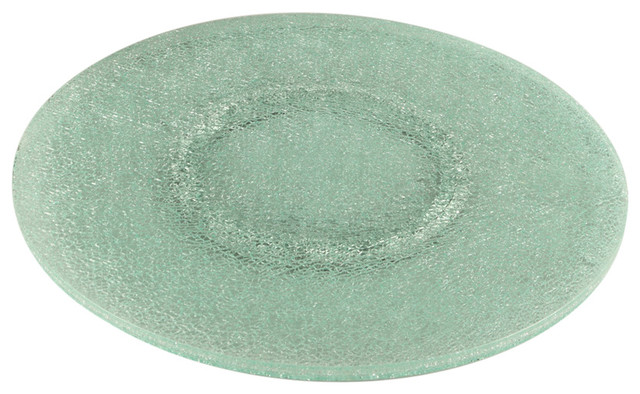 Chintaly Imports Clear Crackled Glass 24 Inch Round Lazy Susan