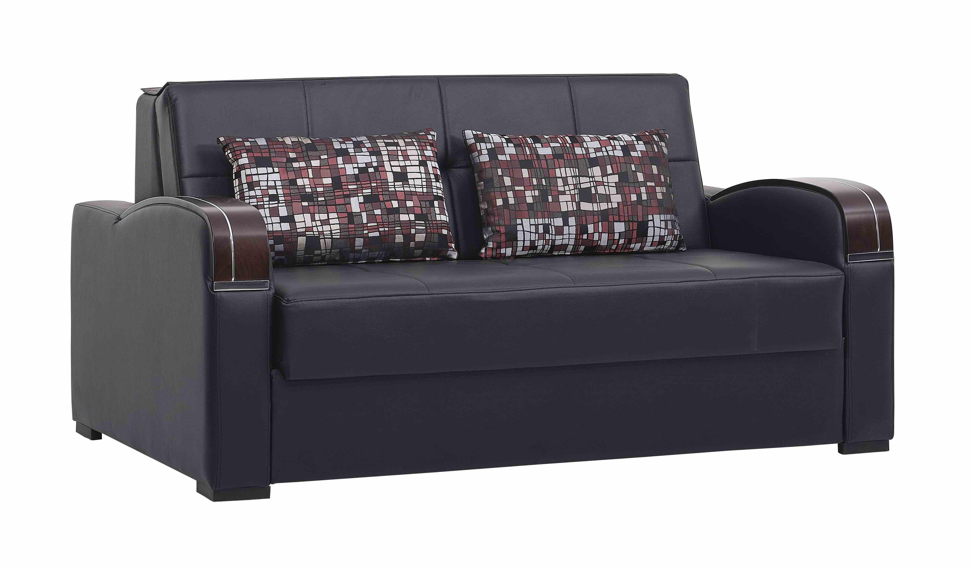 Casamode Ottomanson Sleep Plus Black Convertible Storage Loveseat