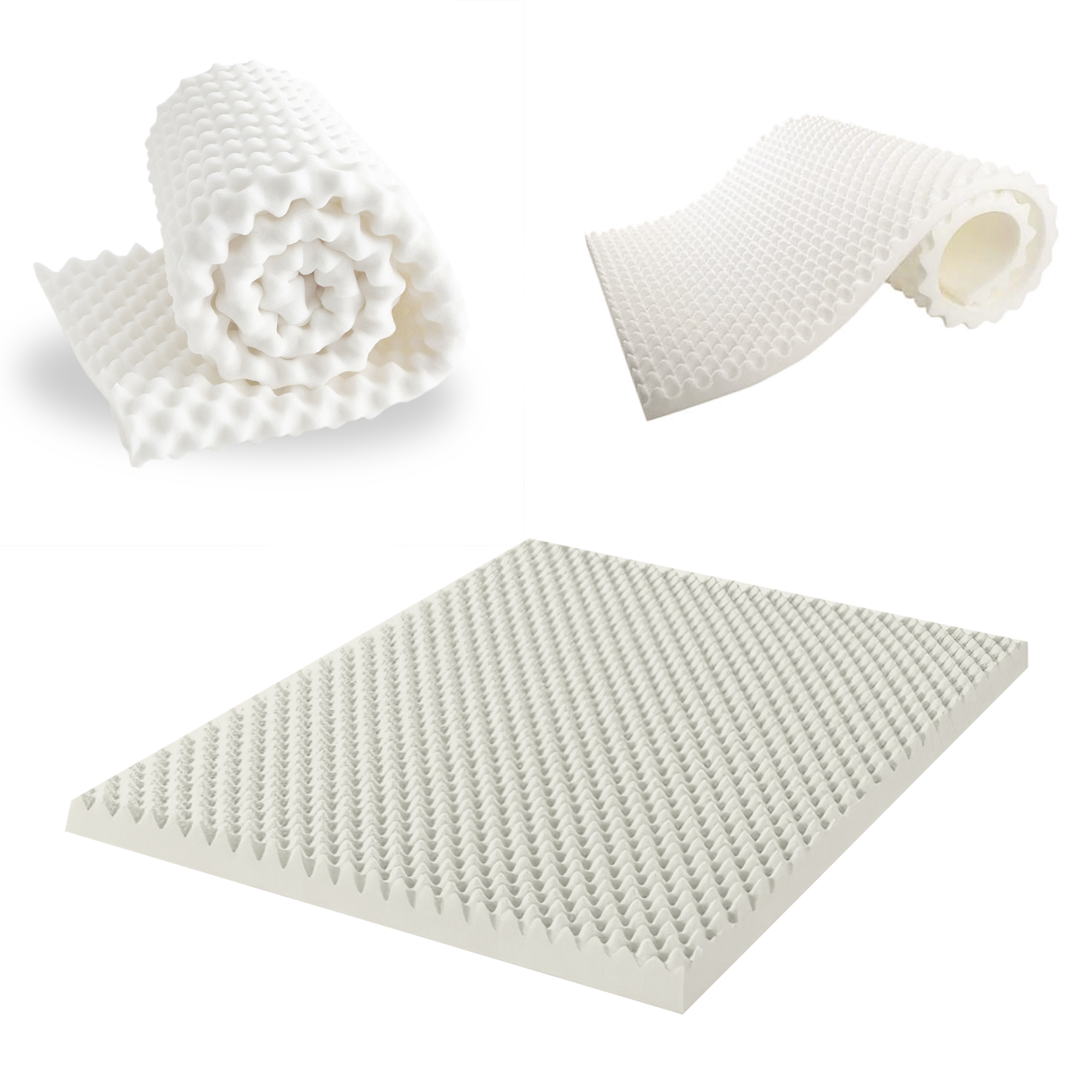 Greaton White 1 Inch Foam Egg Shell Twin Mattress Convoluted Topper