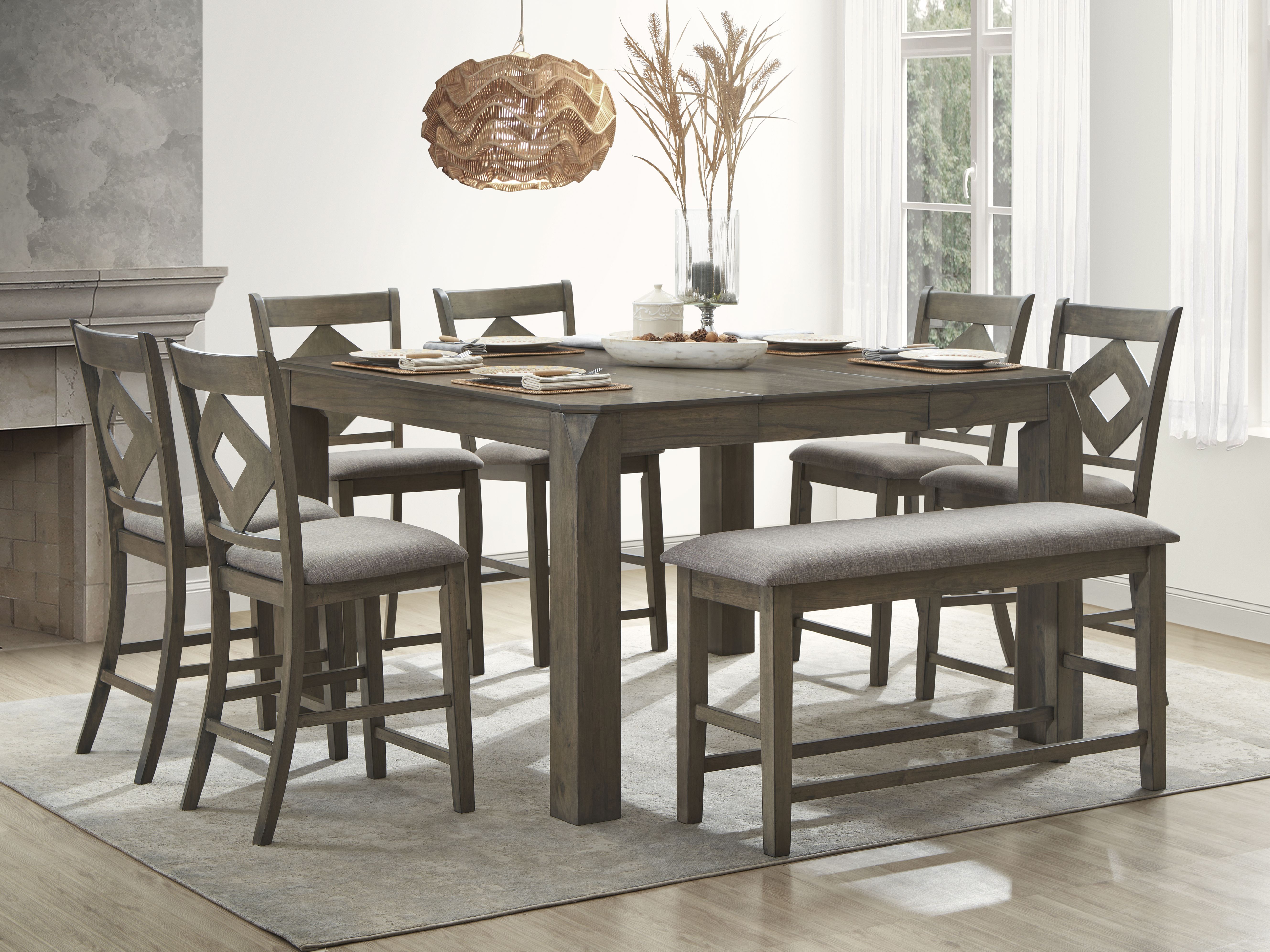 Cosmos Furniture Aria Gray 8pc Dining Room Set