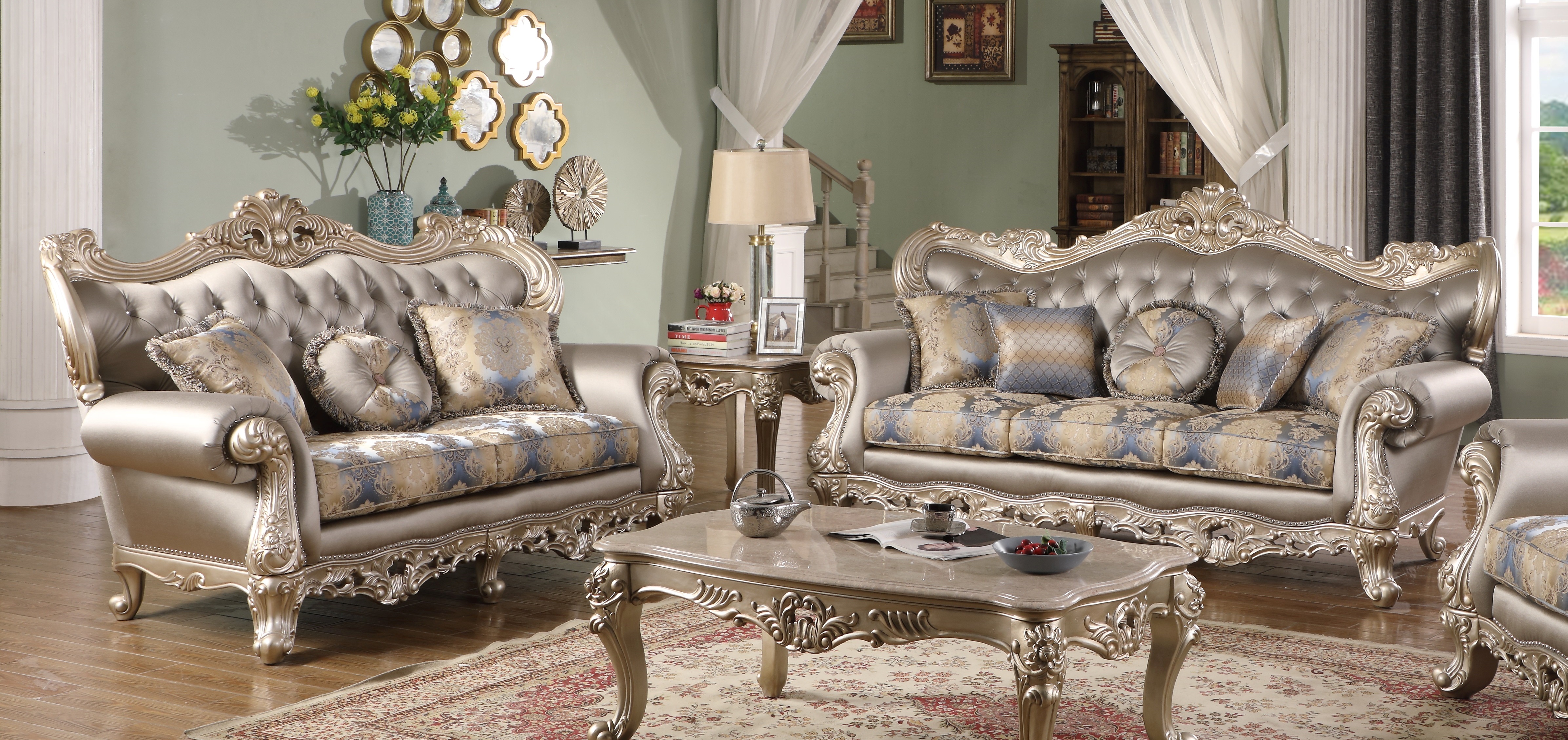 Cosmos Furniture Ariel Champagne 2pc Living Room Set