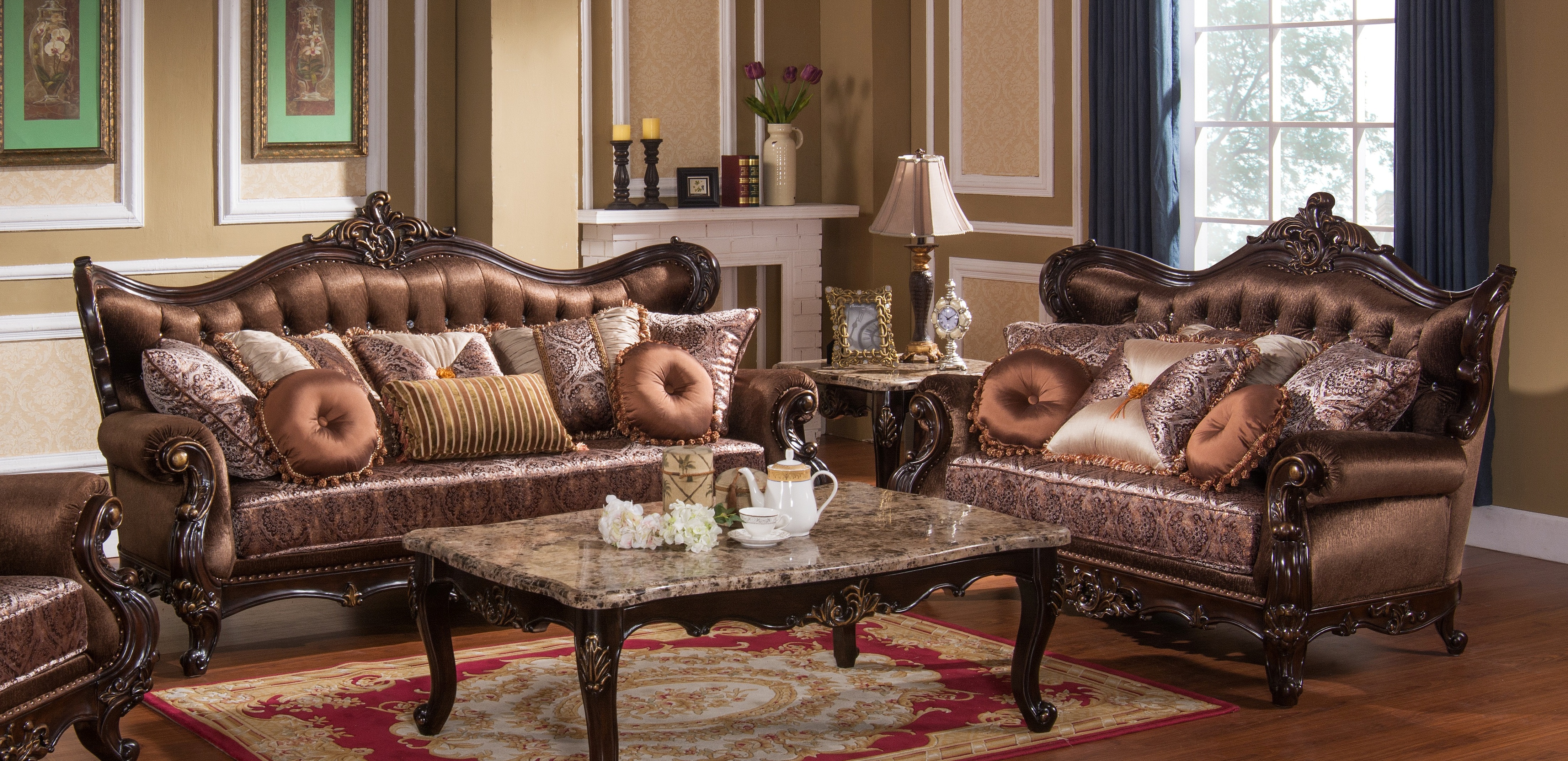 Cosmos Furniture Aroma Cherry 2pc Living Room Set