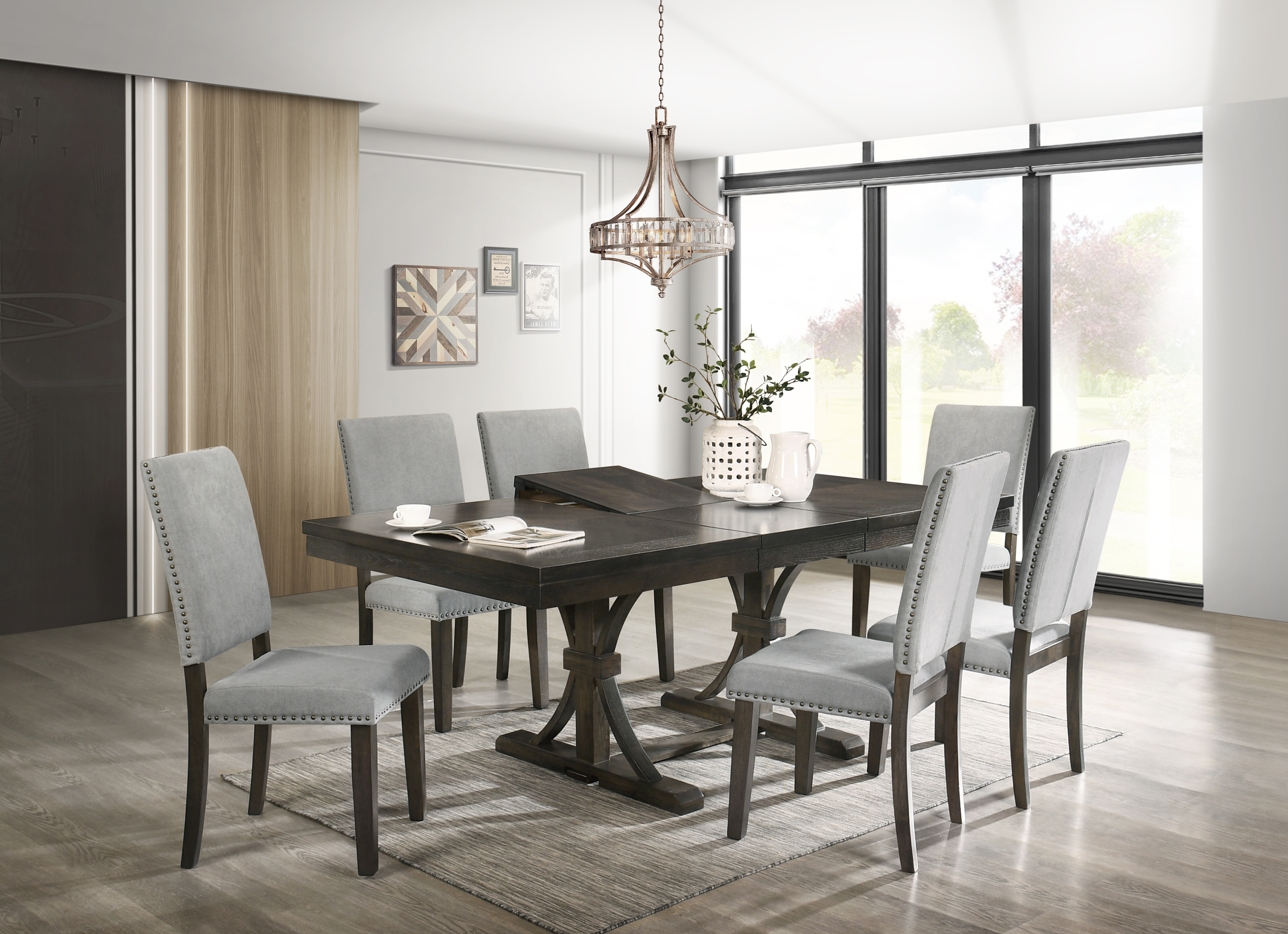 Cosmos Furniture Asbury Cherry 7pc Dining Room Set