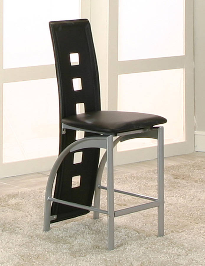 2 Cramco Valencia Black Vinyl Platinum Steel 24 Inch Counter Height Stools