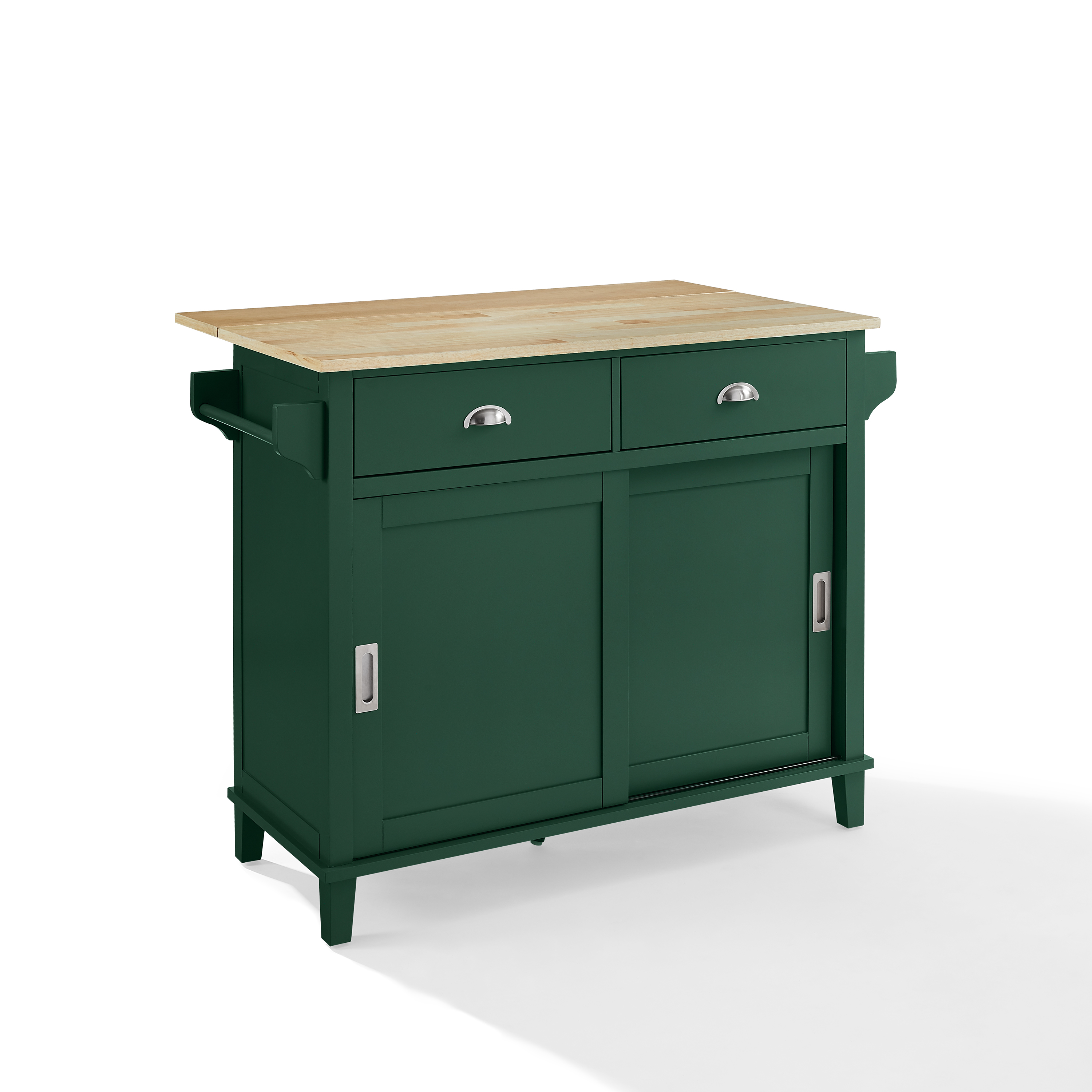 Crosley Cora Emerald Green Natural Drop Leaf Kitchen Island