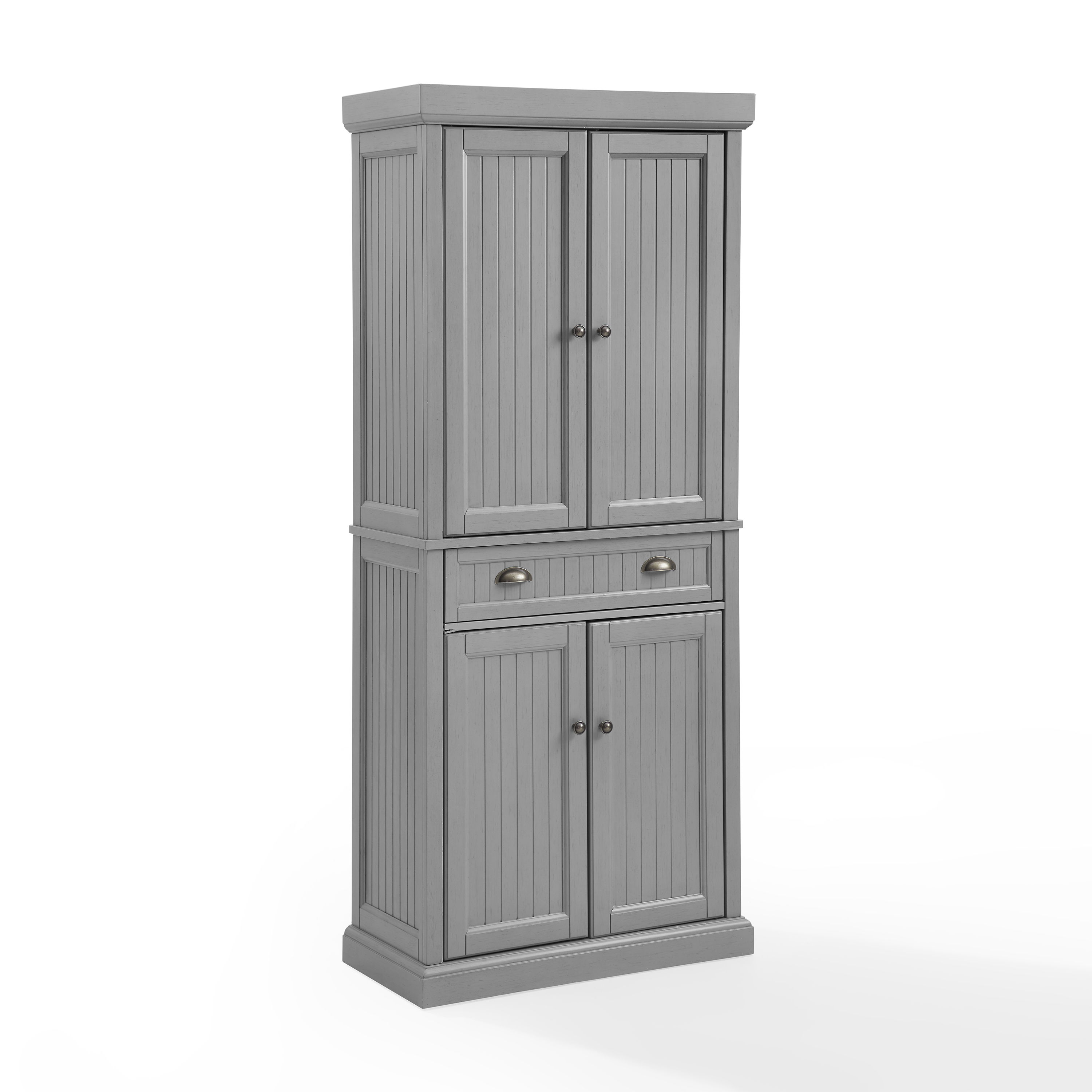 Crosley Seaside Distressed Gray Kitchen Storage Pantry