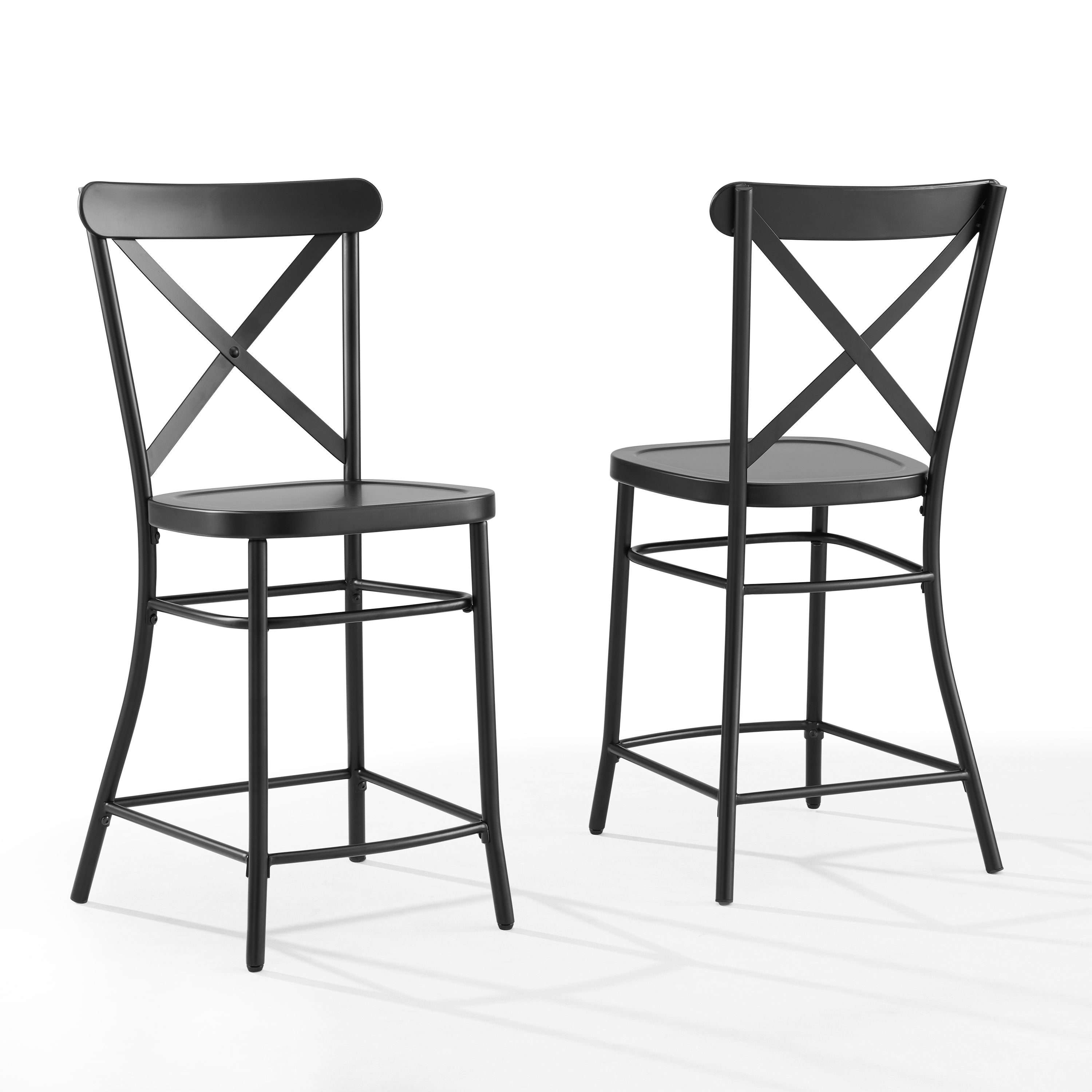 2 Crosley Camille Matte Black Counter Height Stools